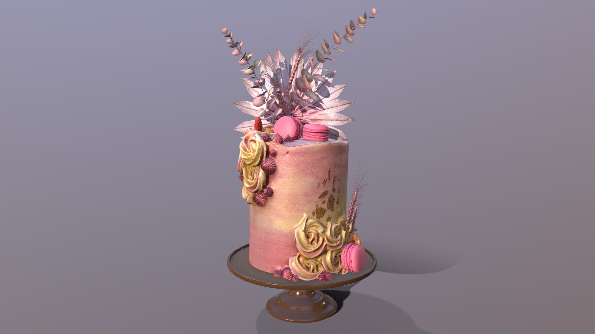 Luxury Golden Swirl Cake 3d model