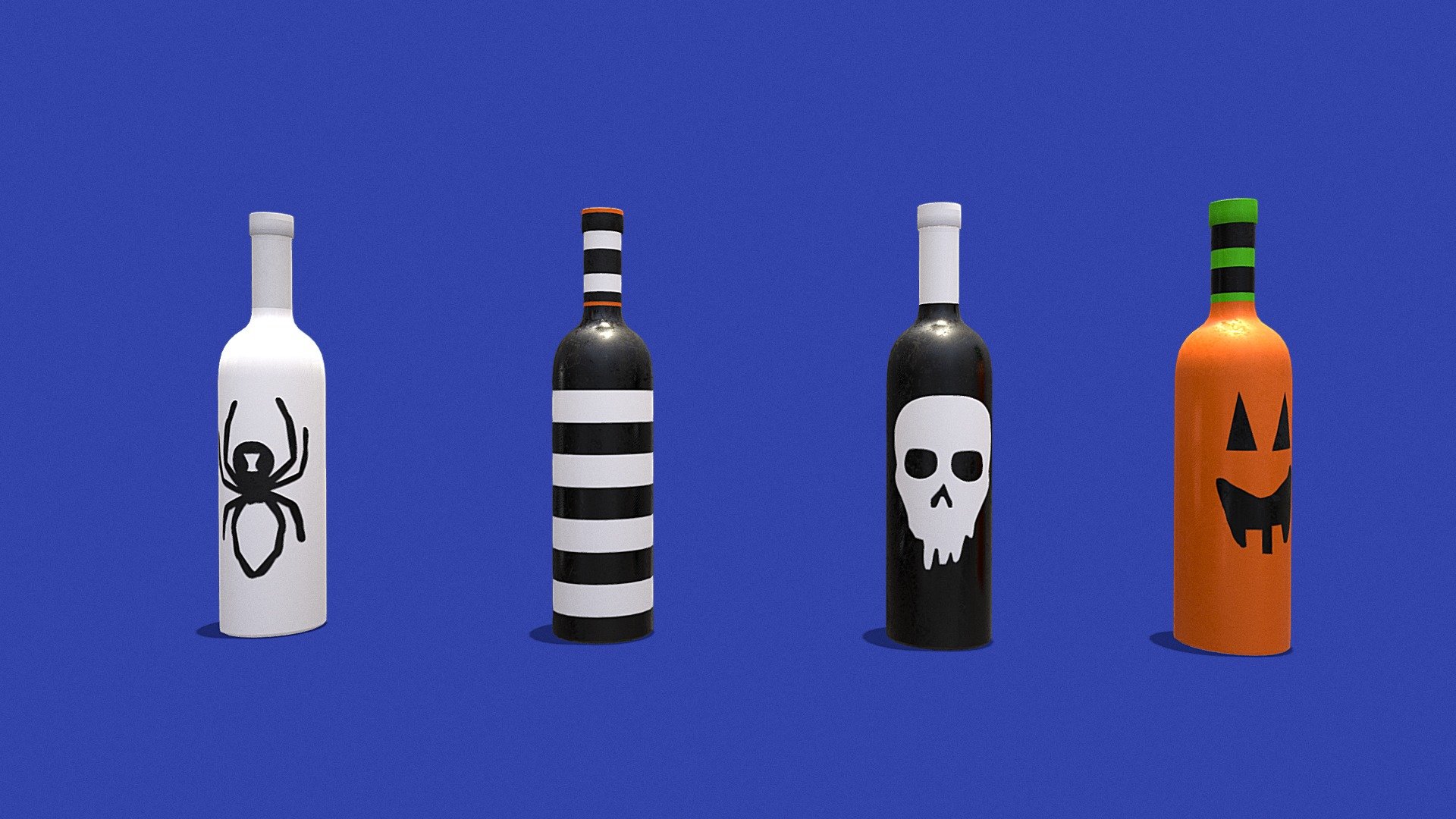 Halloween Themed Bottles 3d model