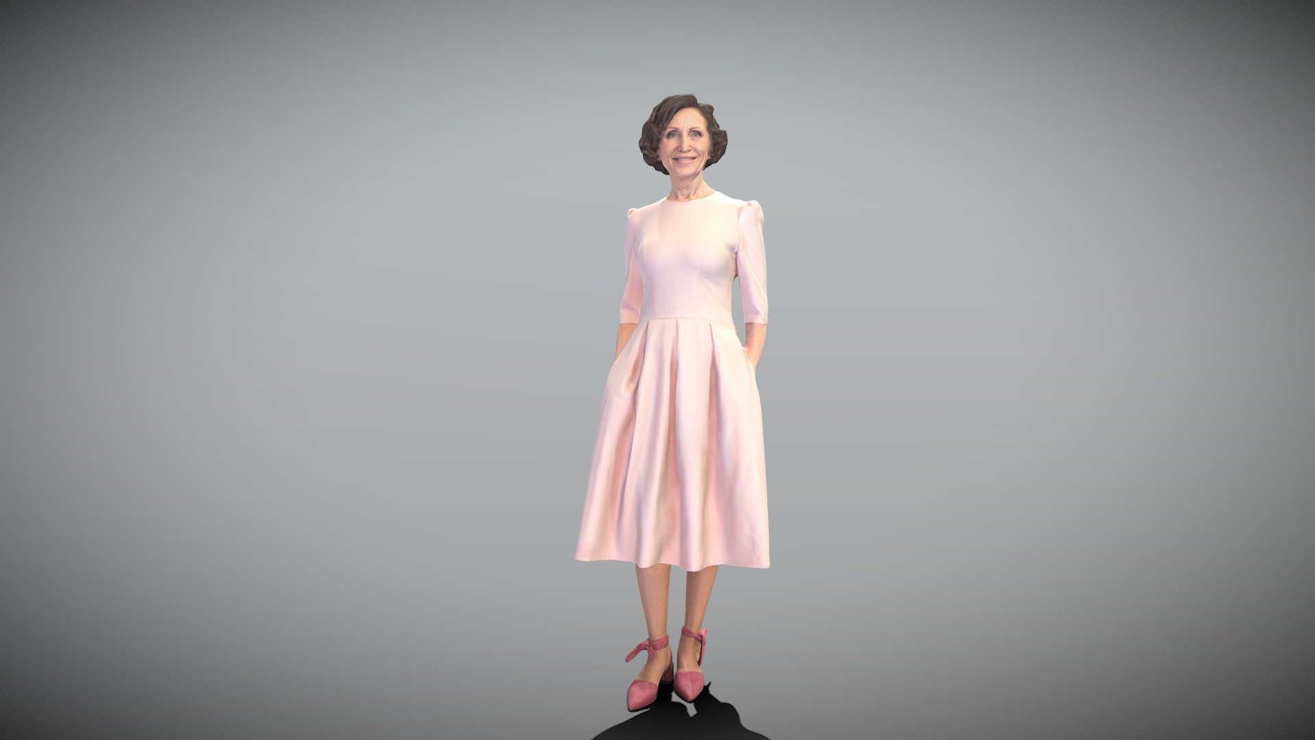 Elegant mature lady in dress 395 3d model