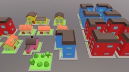 10 Low poly houses pack