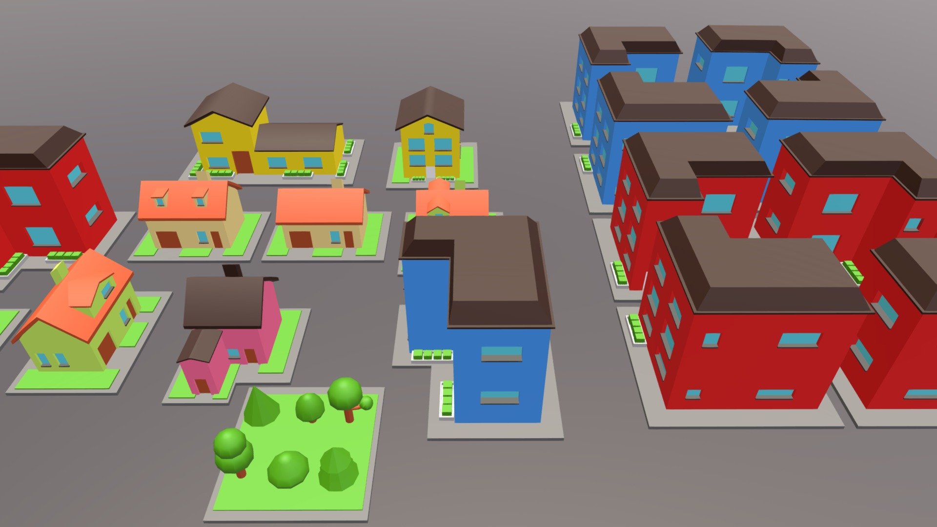 10 Low poly houses pack 3d model