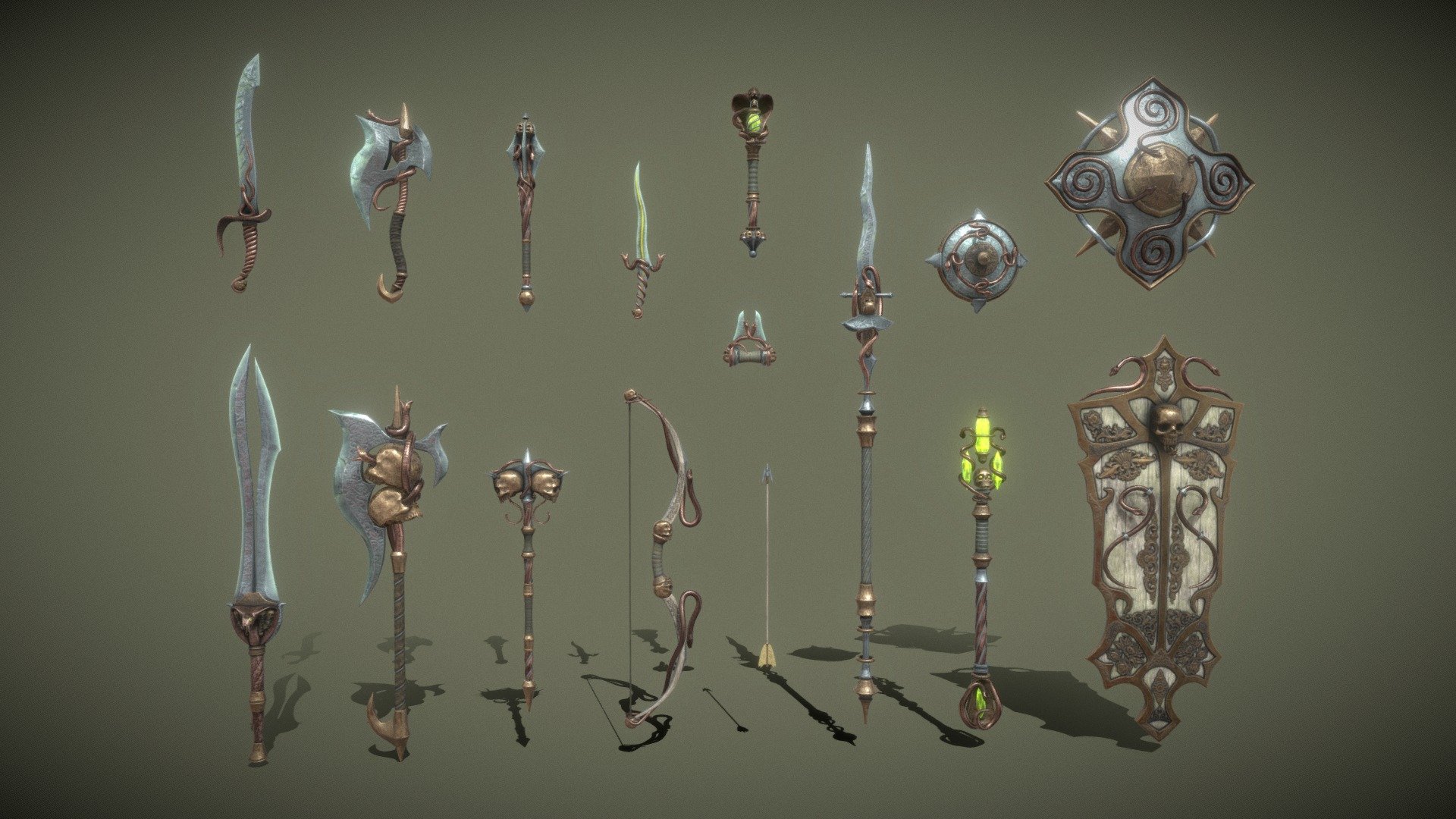 Fantasy Snake Weapon Set 3d model