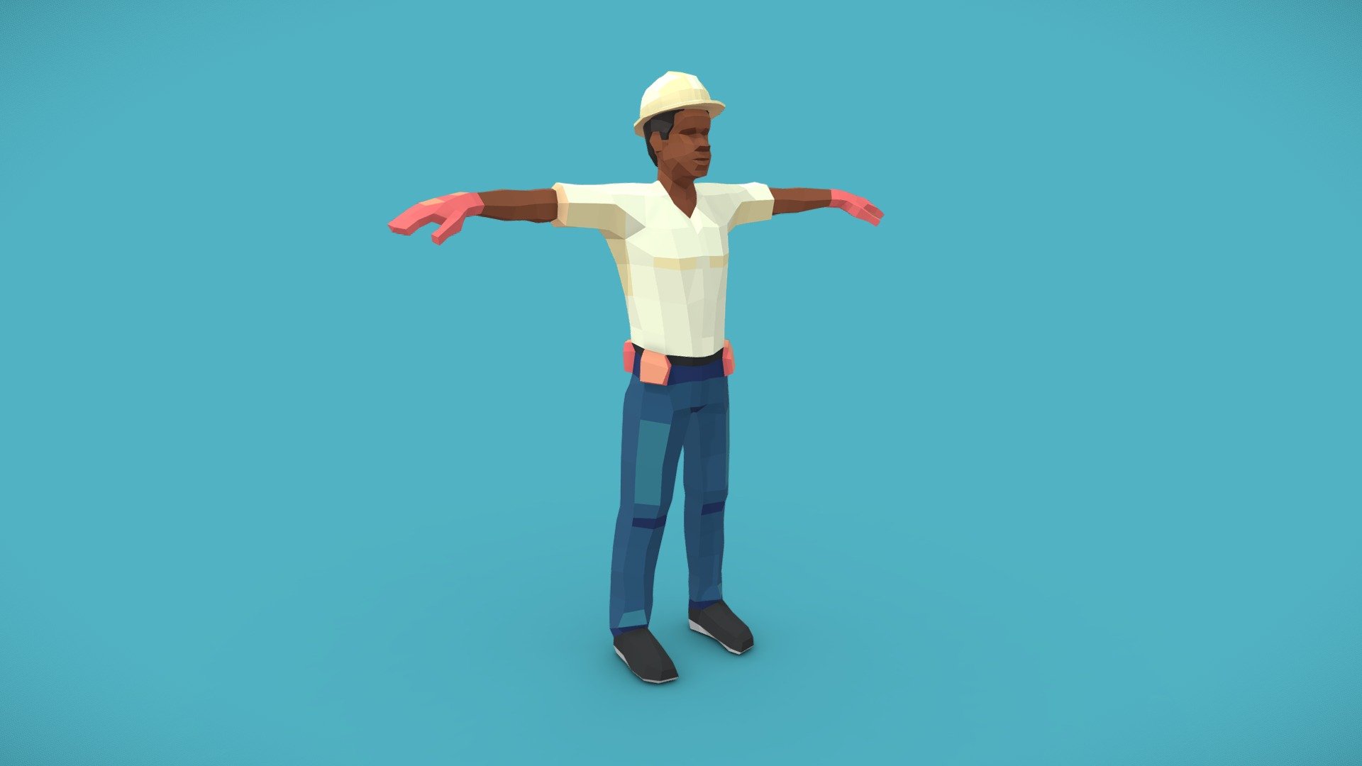 Low Poly Art Construction Worker 3d model