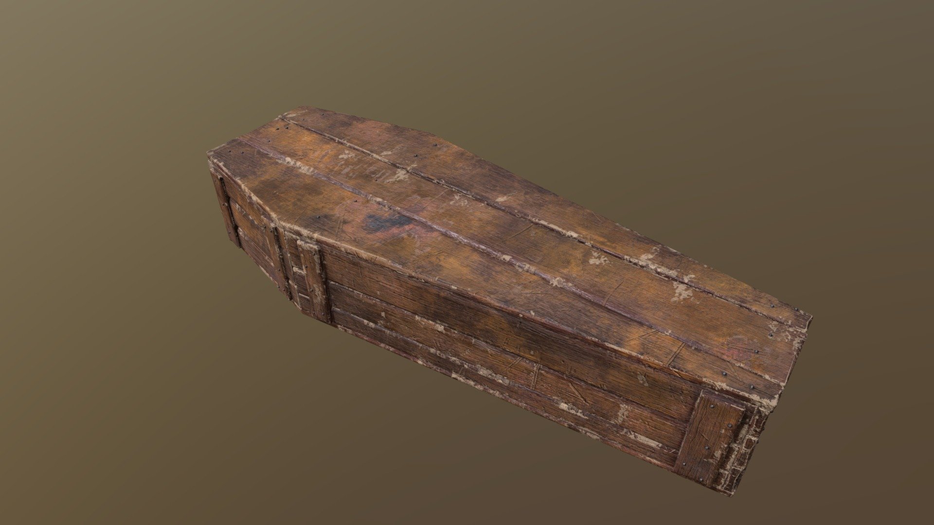 Rustic Wooden Coffin 3d model