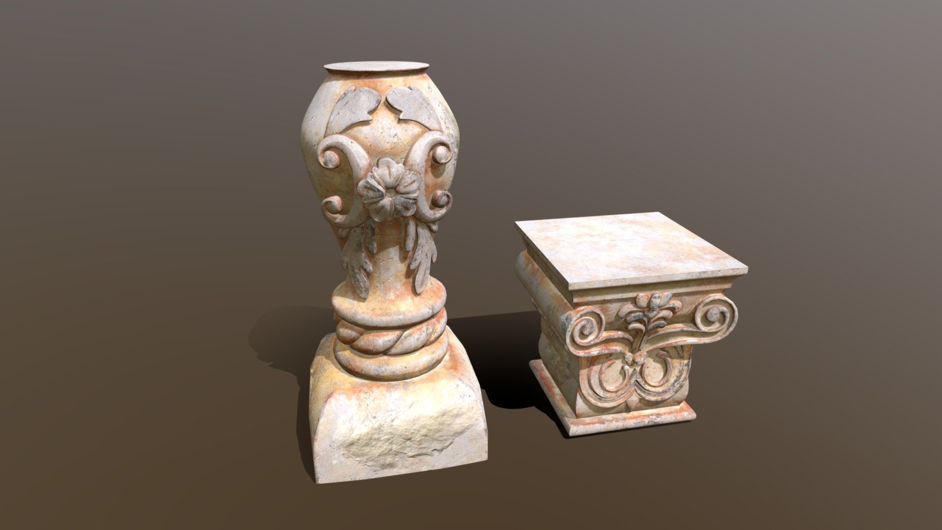 Marble Floral Garden Decoration 3d model