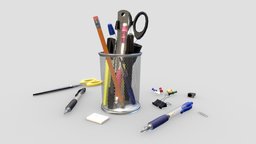 Stationery Collection Low-poly 3D model