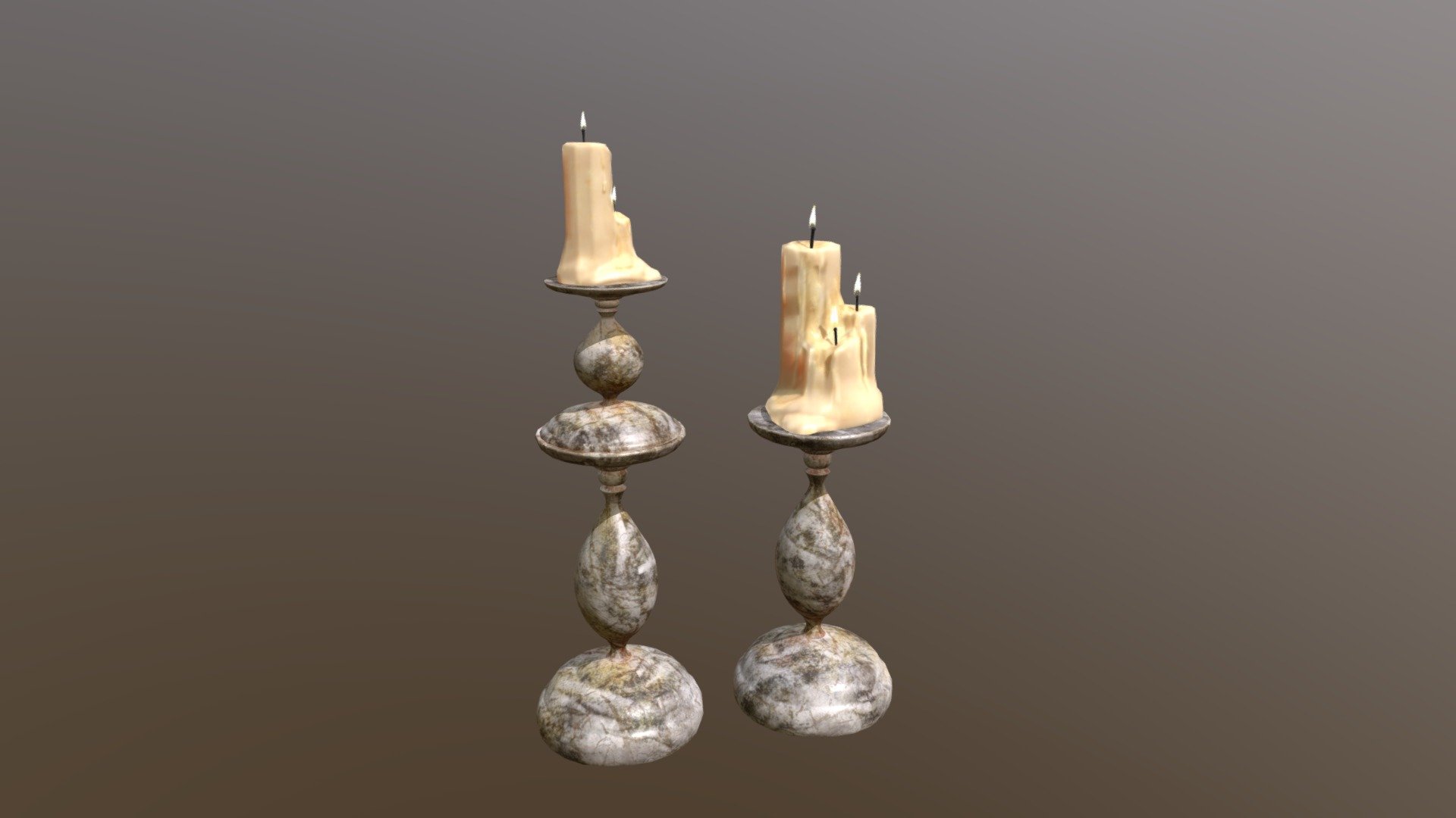 Lilac Elegant Marble Candlesticks 3d model