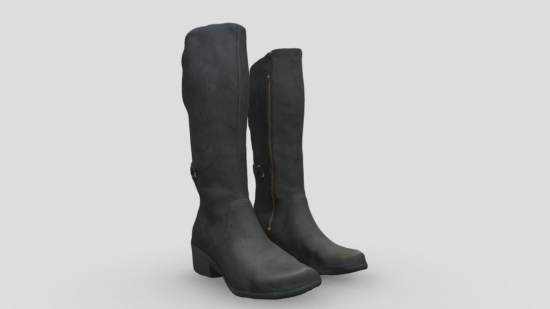 Zip-up Leather Boots for Character Clothing 3d model