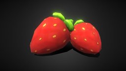 Hand Paint Stylized Cartoon Strawberry