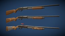 Shotgun Remington Model 31 in 3 types (Rigged)