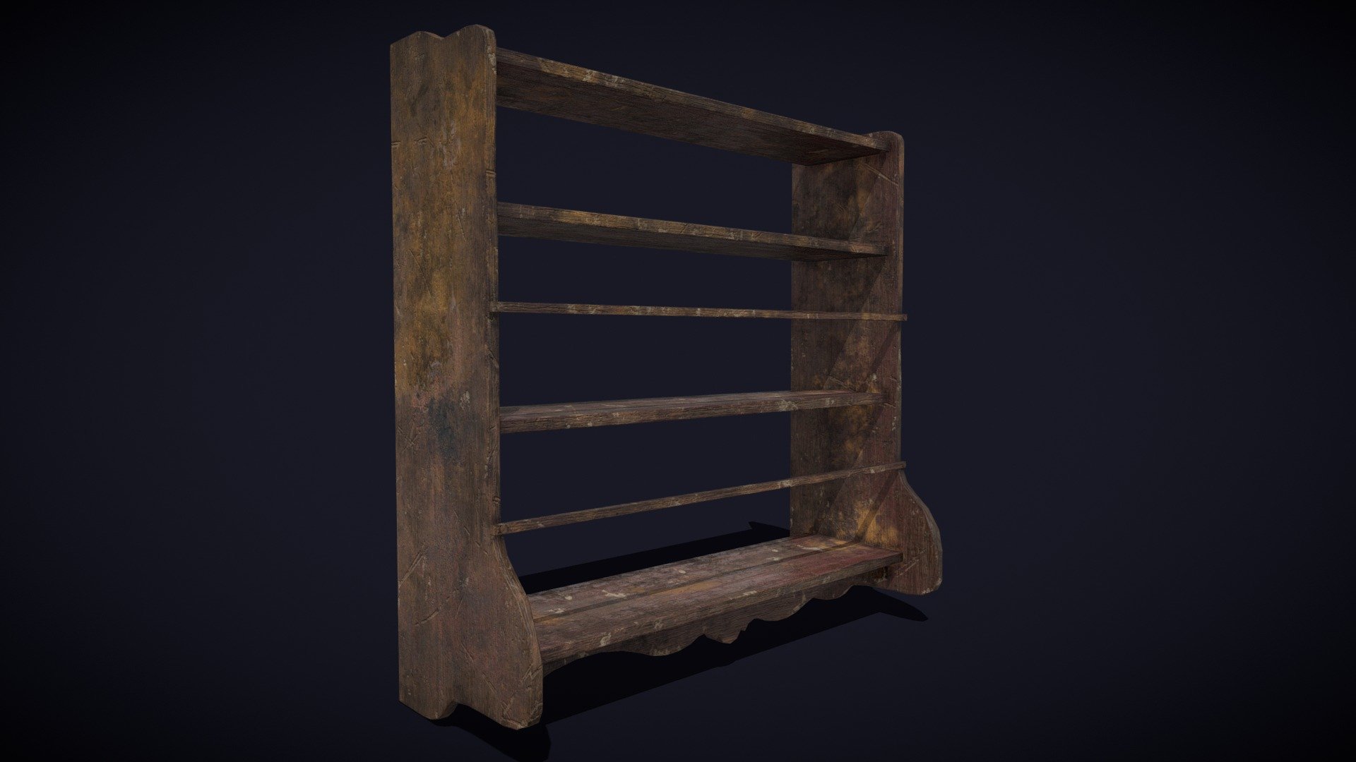 Ornate_Old_Medieval_Wall_Mounted_Dishes_Rack 3d model