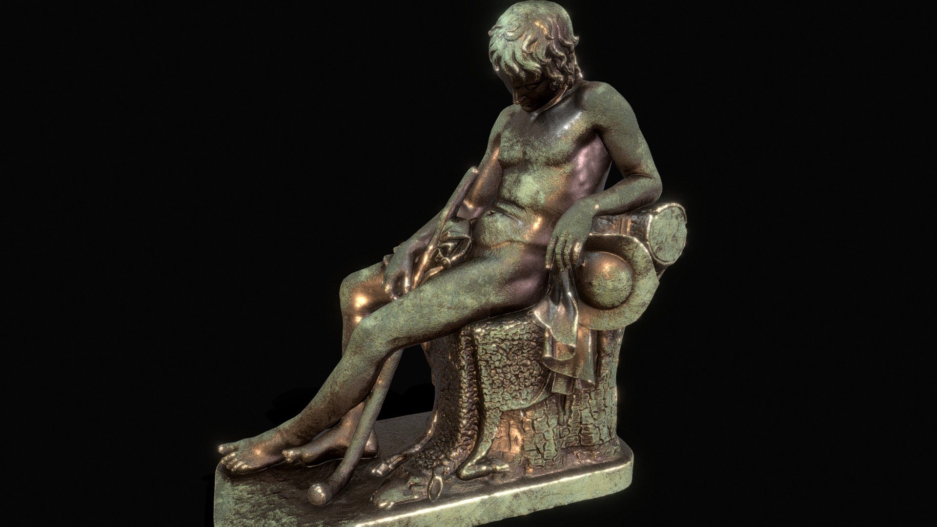 Sleeping Shepherd Boy_bronze 3d model