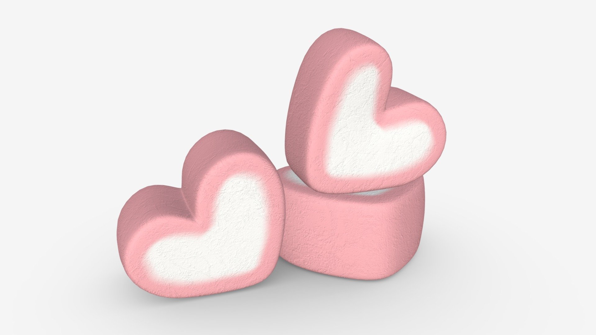 Marshmallows candy heart shape model 3d model