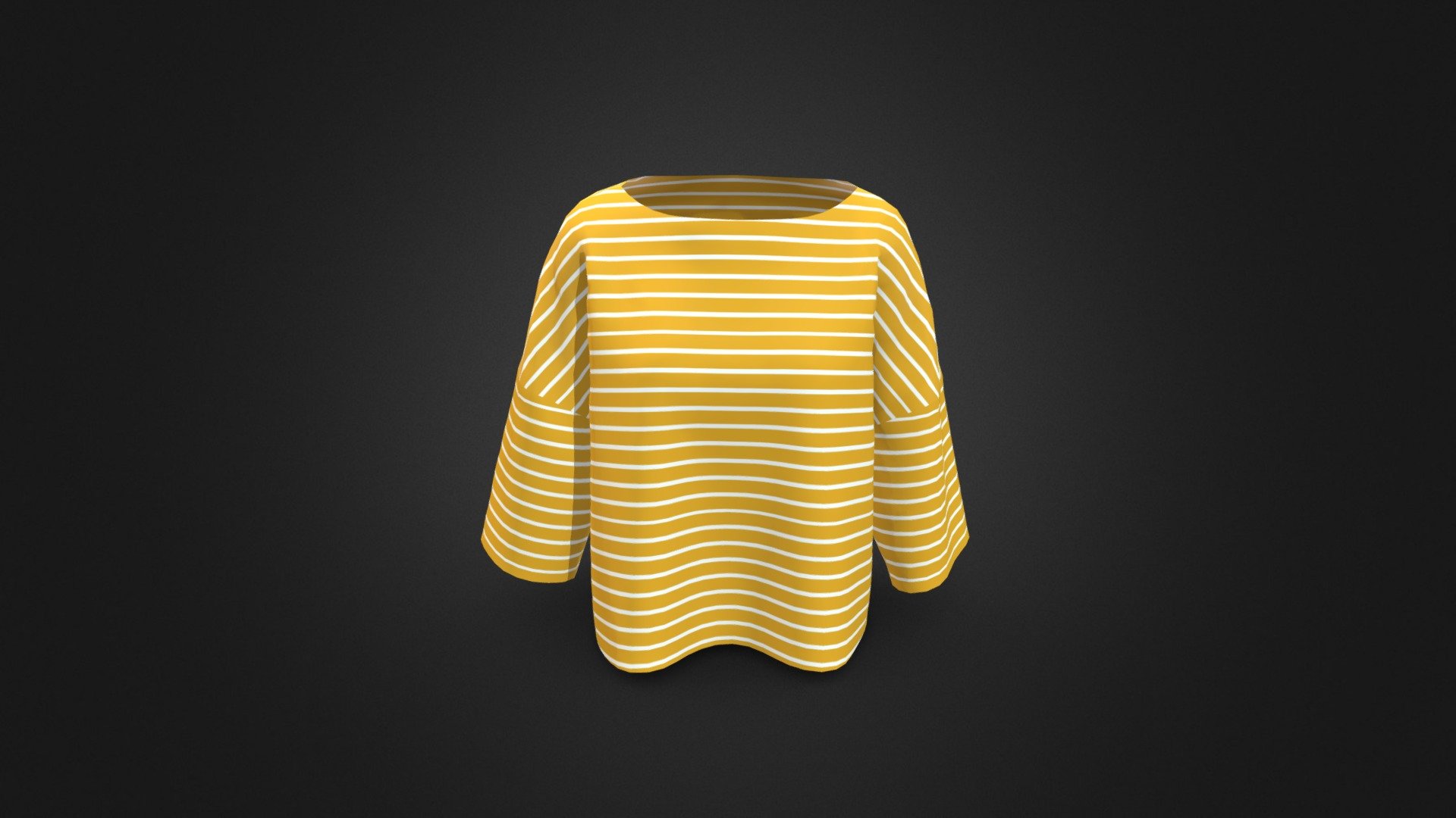 Womens Striped Drop Shoulder T-Shirt 3d model