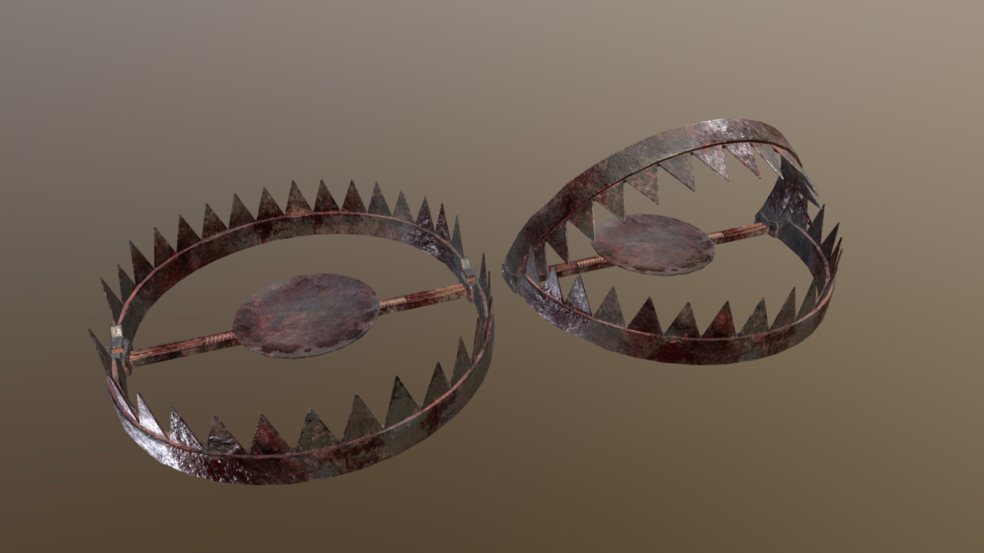 Old Bloody Bear Traps 3d model