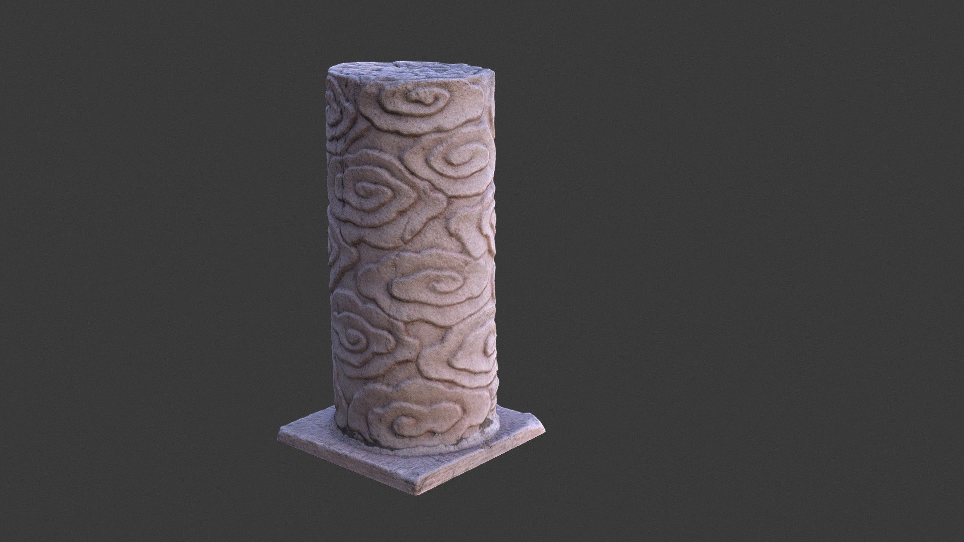 Chinese auspicious cloud pattern stone pillar 3d model