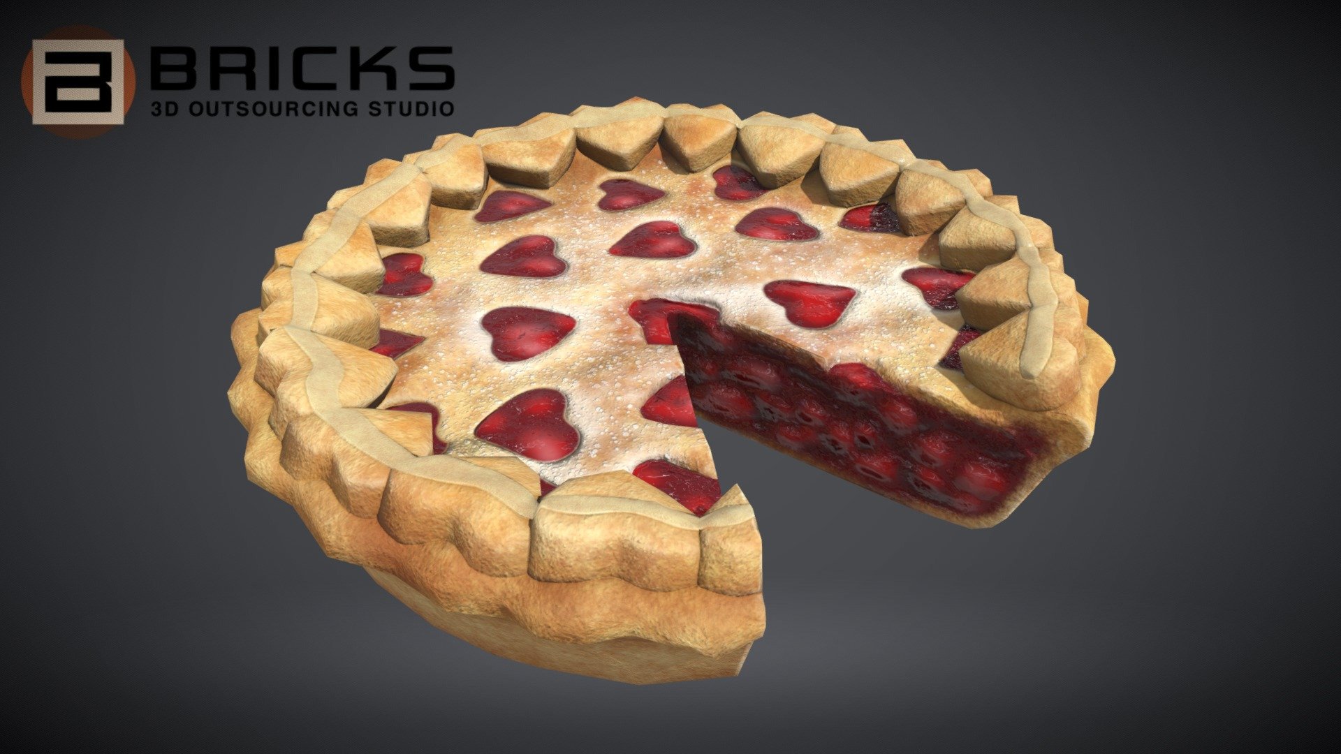 PieStrawberryHeartChart 3d model