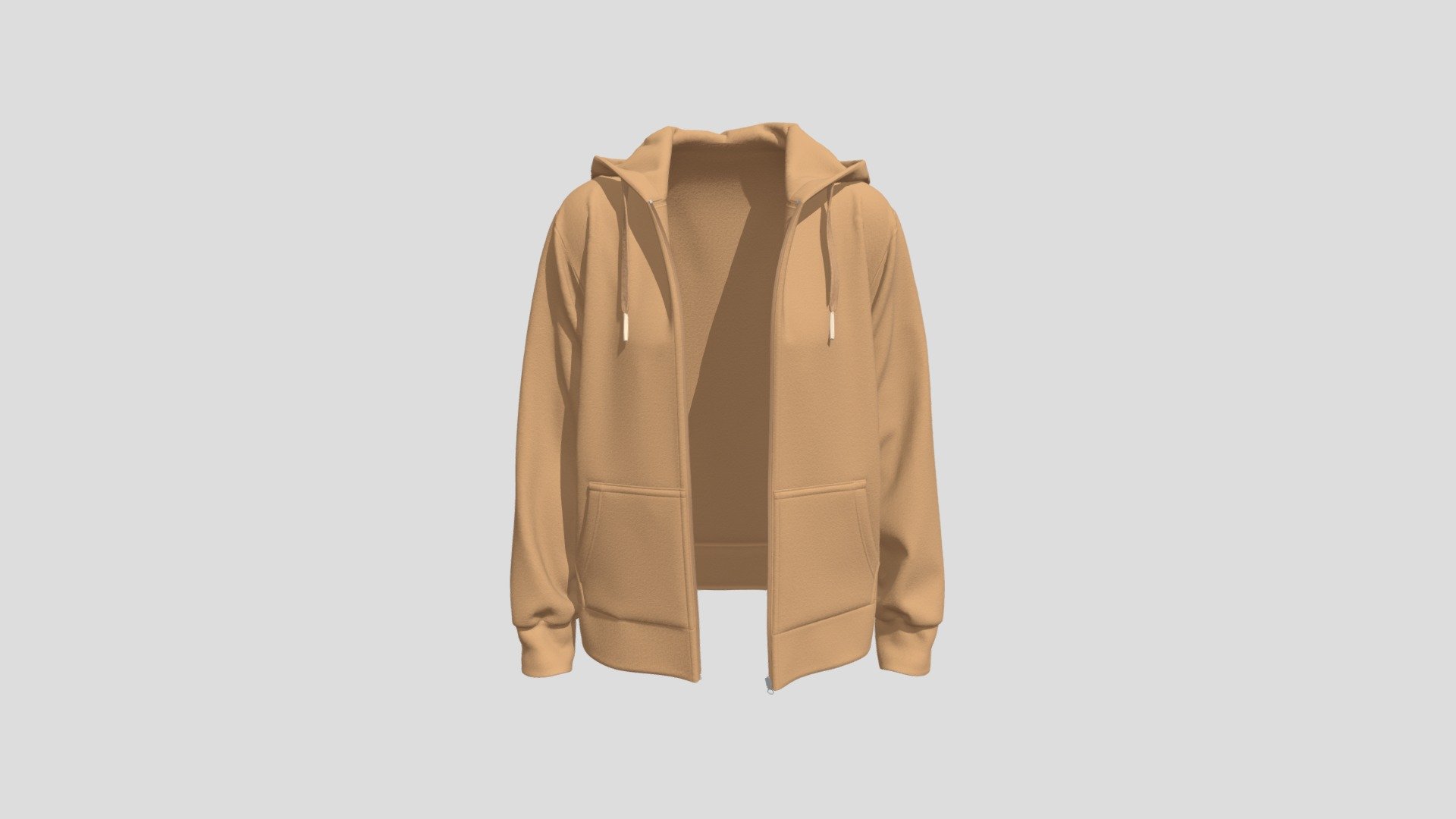 Zip-up Hoodie Unzipped 3d model