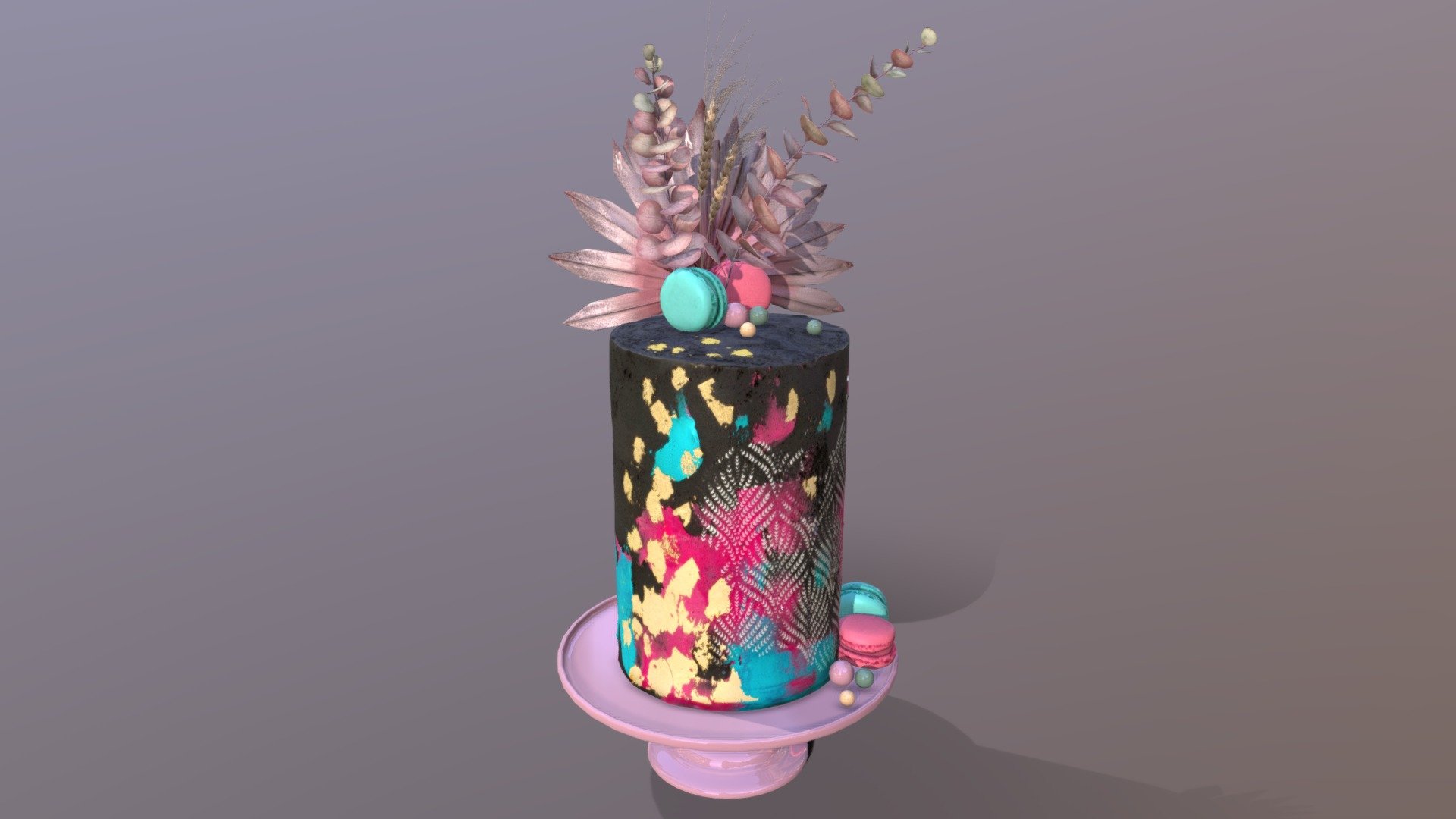 Luxury Turquoise Buttercream Cake 3d model