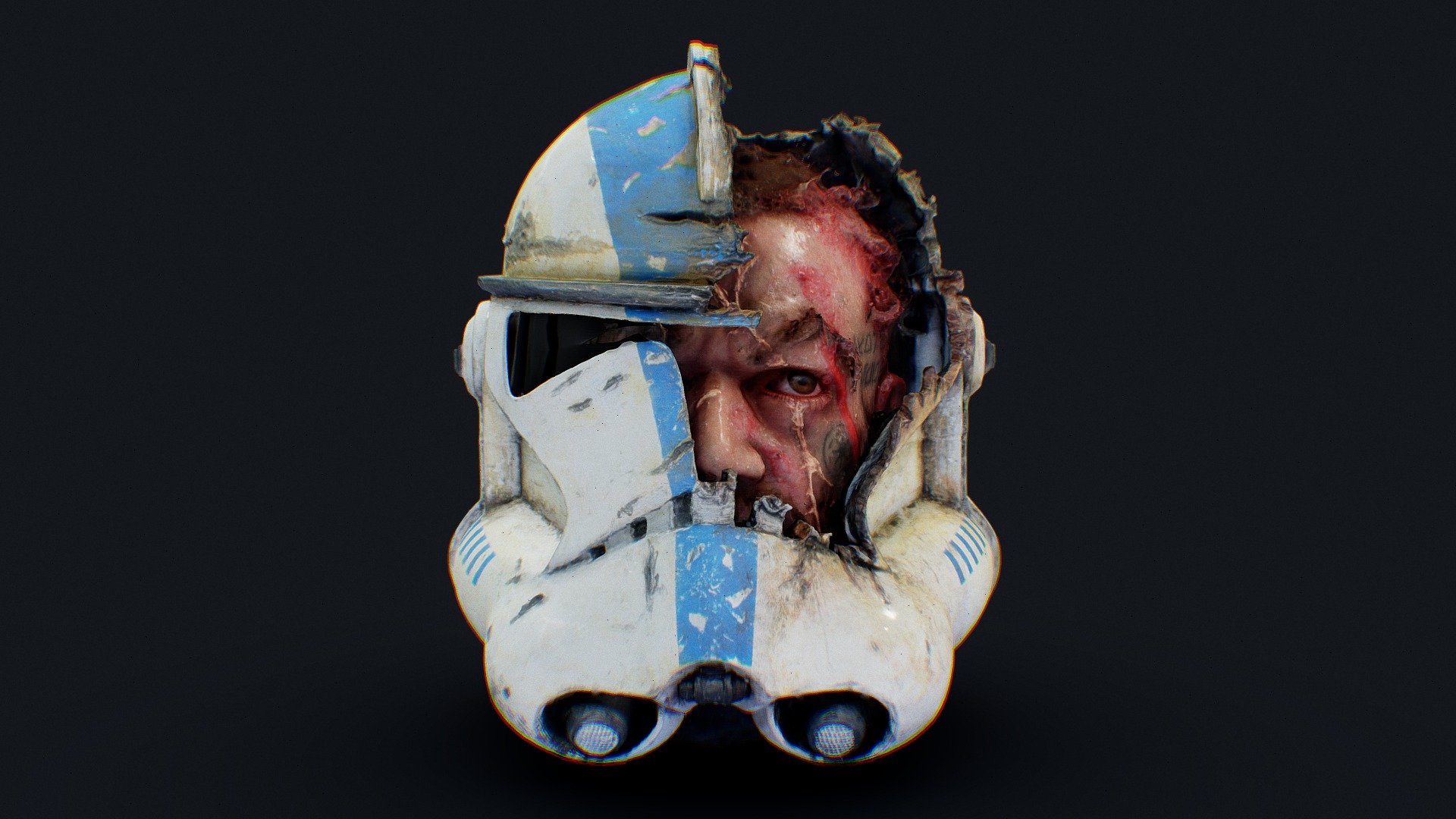 Clone Trooper (501st) Cracked Helmet 3d model