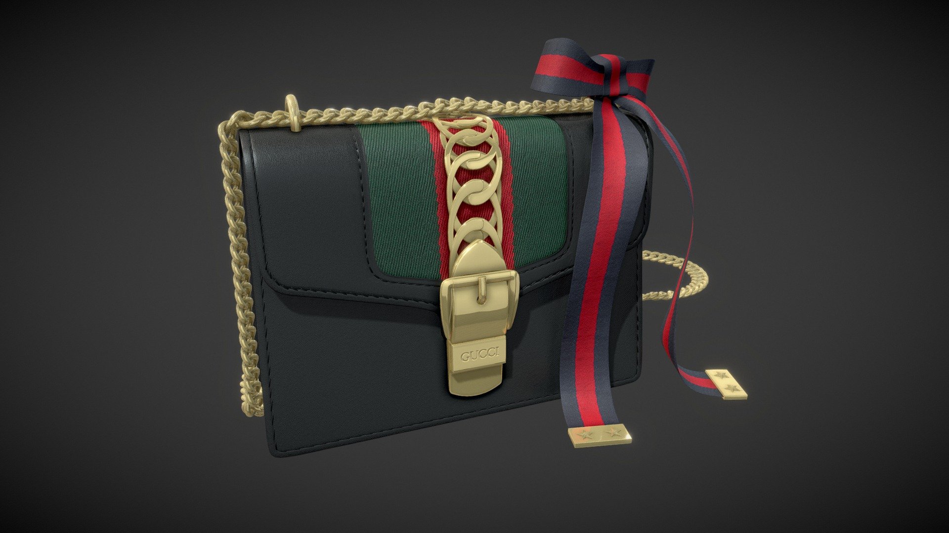 Gucci Sylvie Leather Mini Chain Bag 3d model 3d model