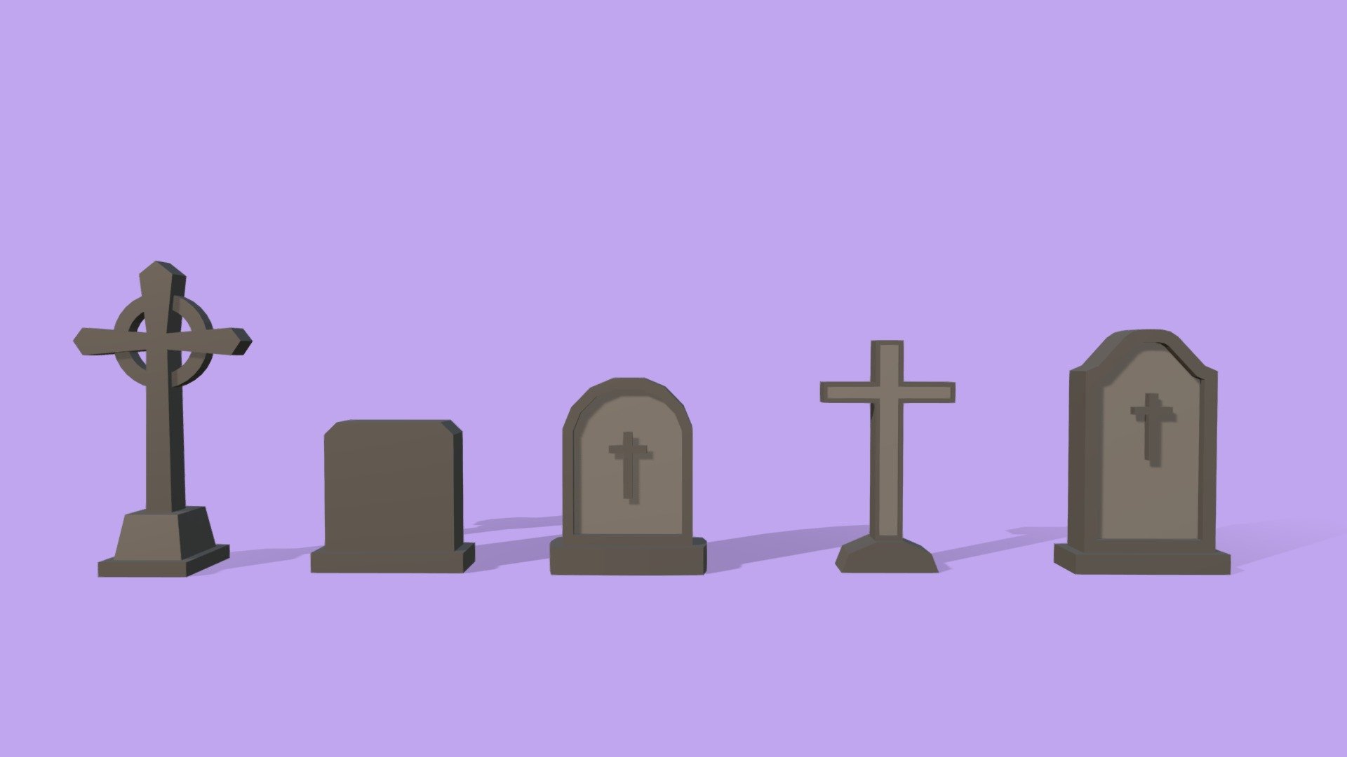 Low Poly Tombstones 3d model