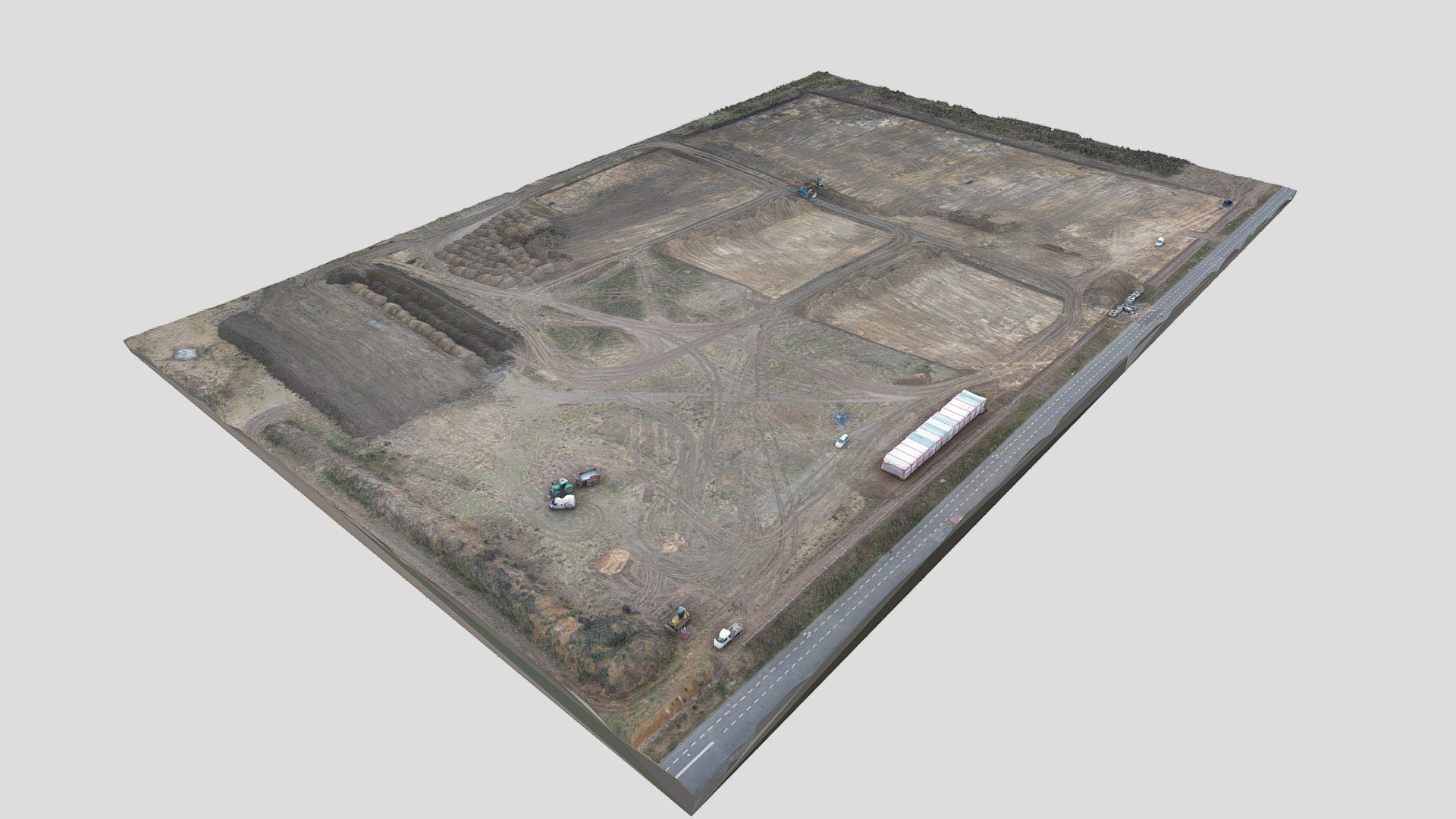 Big construction dig site and heaps 3d model