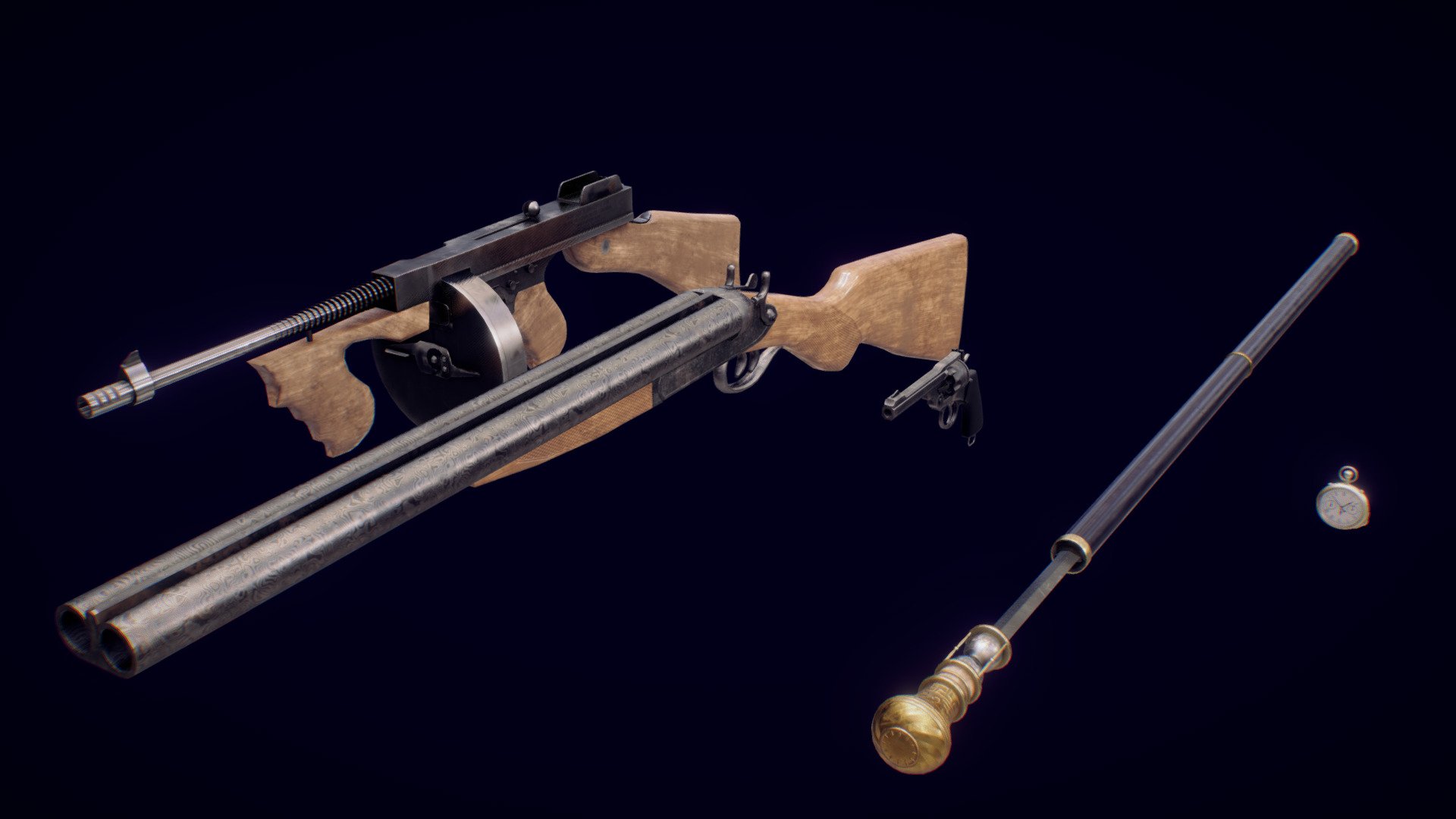 1920s Weapon Set 3d model