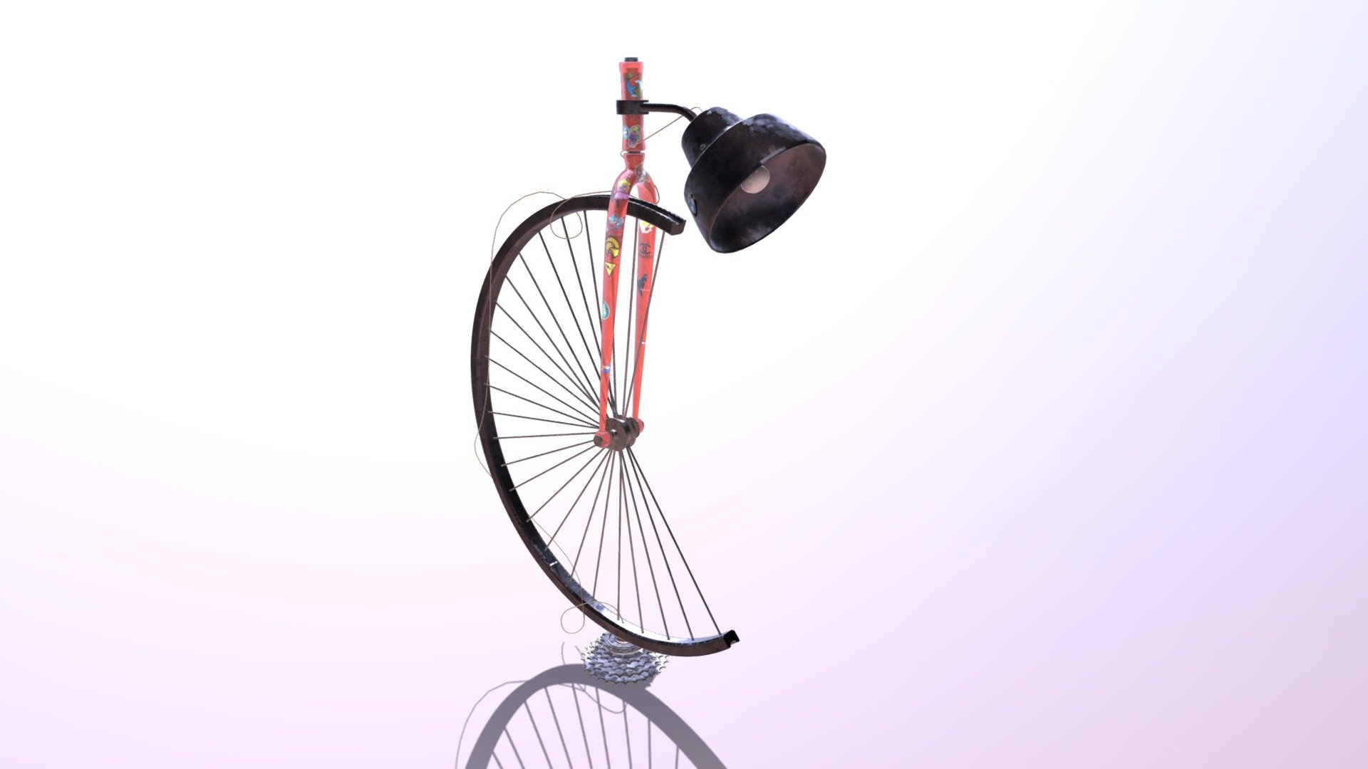 Bike Recycled Lamp 3d model