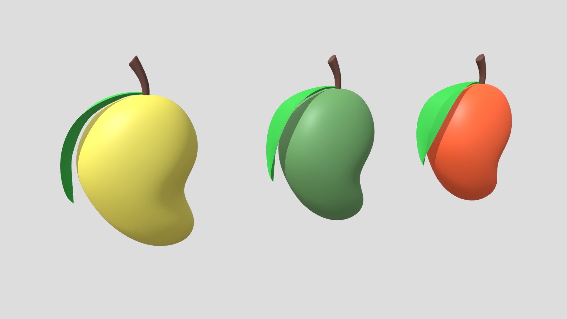 Cartoon Cute Mango Fruit 3d model