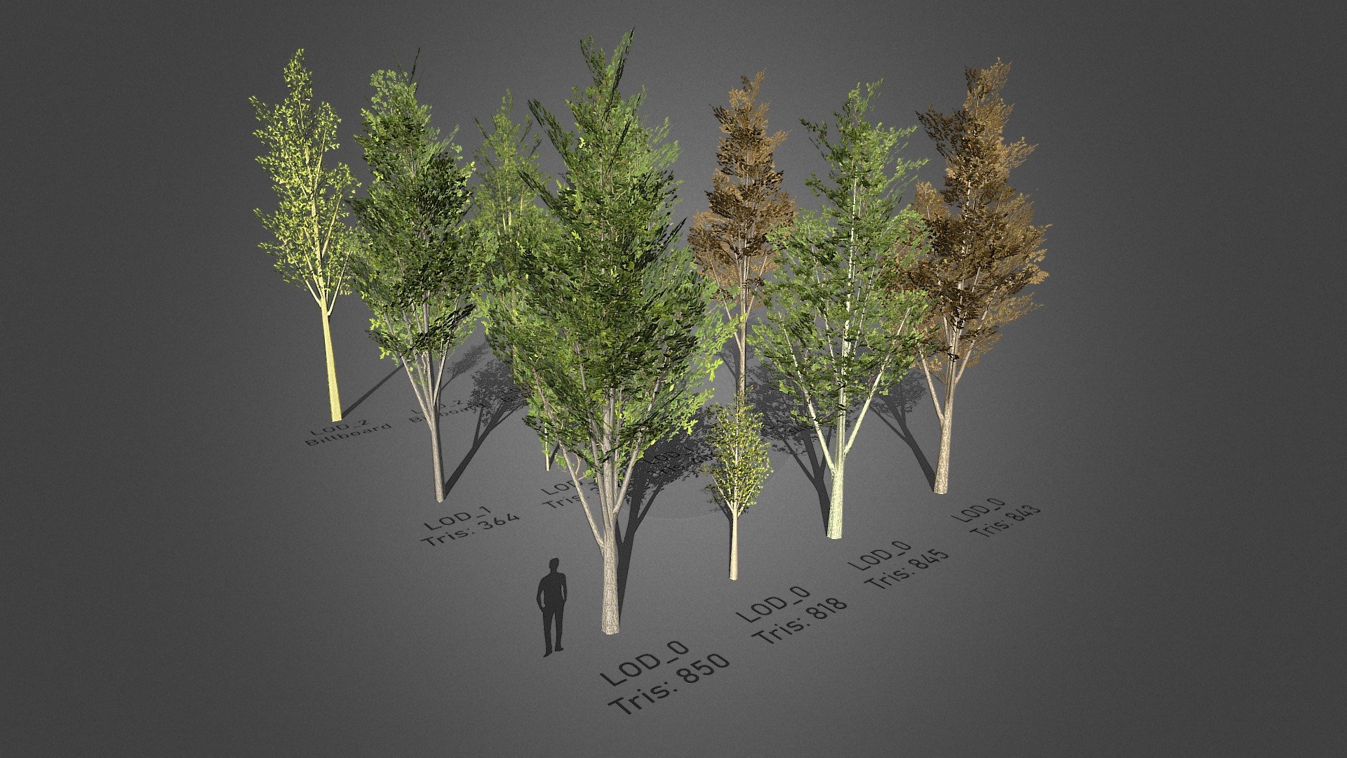 Tree Pack 2 (Low-Poly with LODs) 3d model