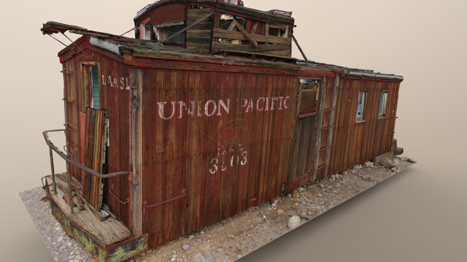 Union Pacific Railroad Car, Rhyolite 3d model