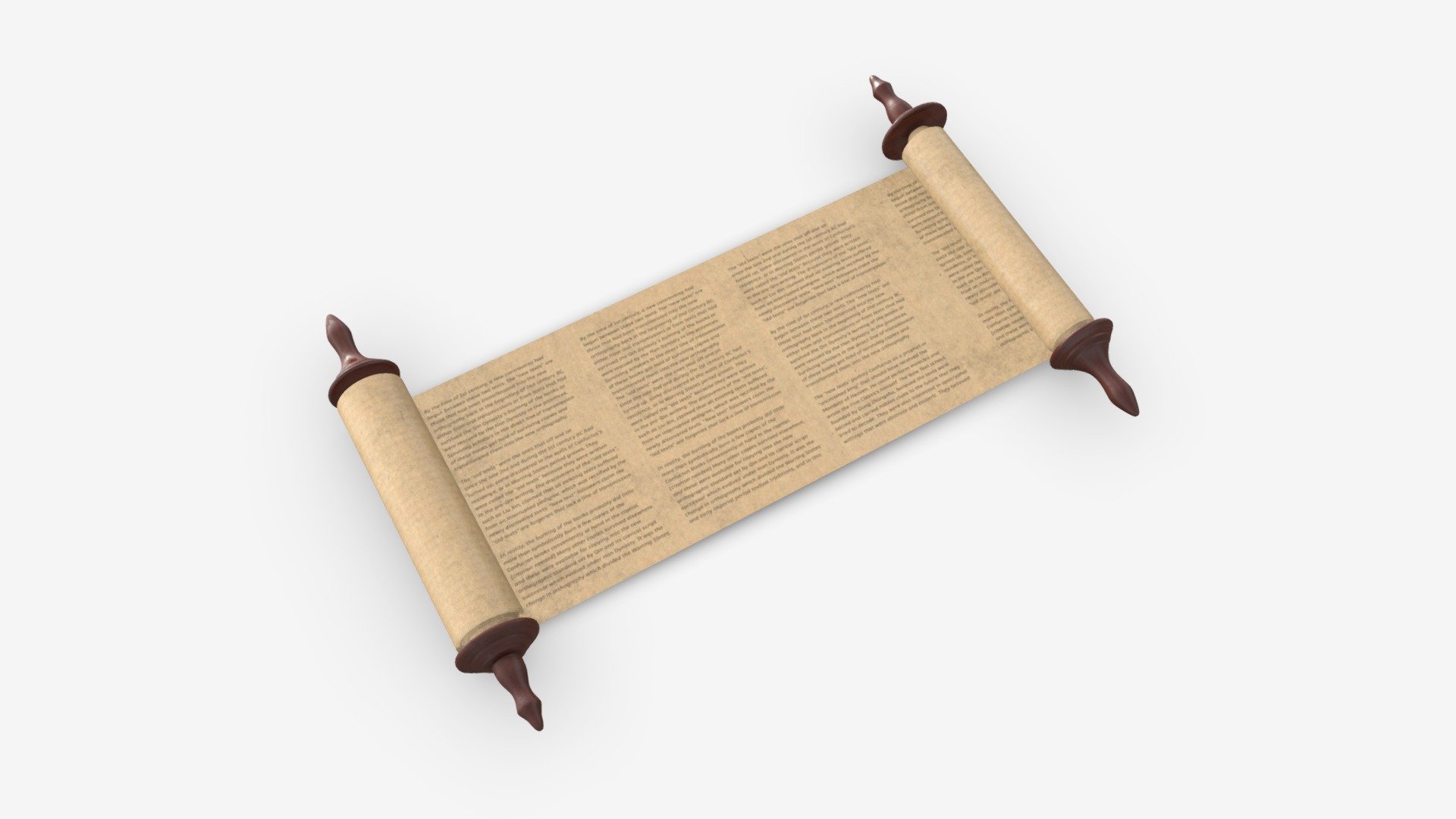 Ancient Scroll With Wooden Rods Old text 02 3d model