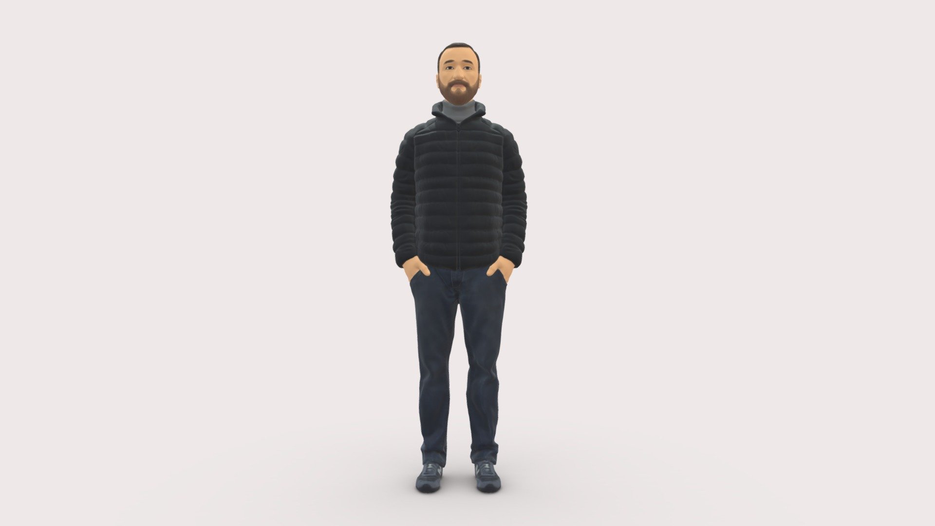 Man With Beard In Dark Blue Jacket 0601 3d model