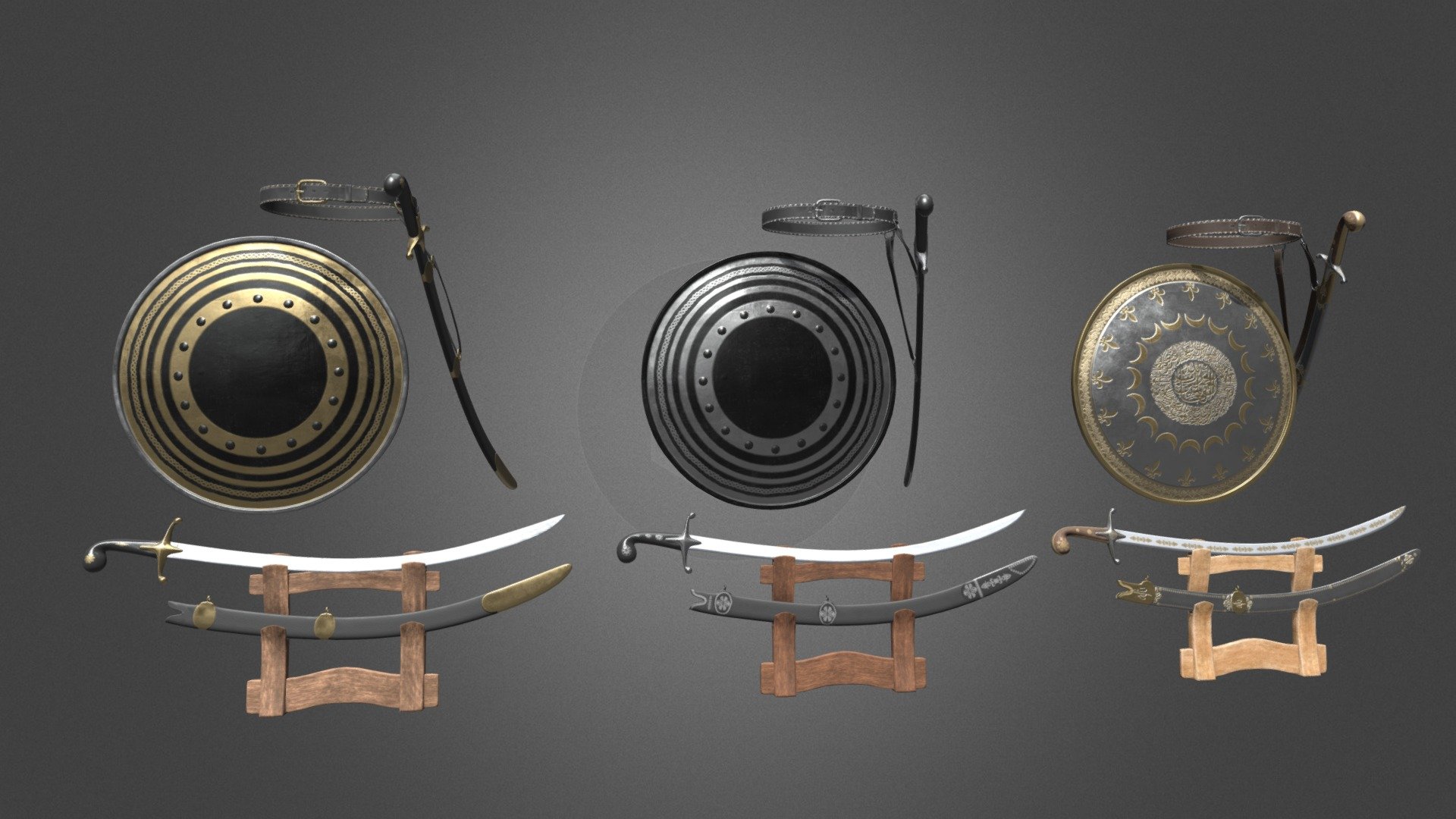 Arabic Sword And shield 3d model