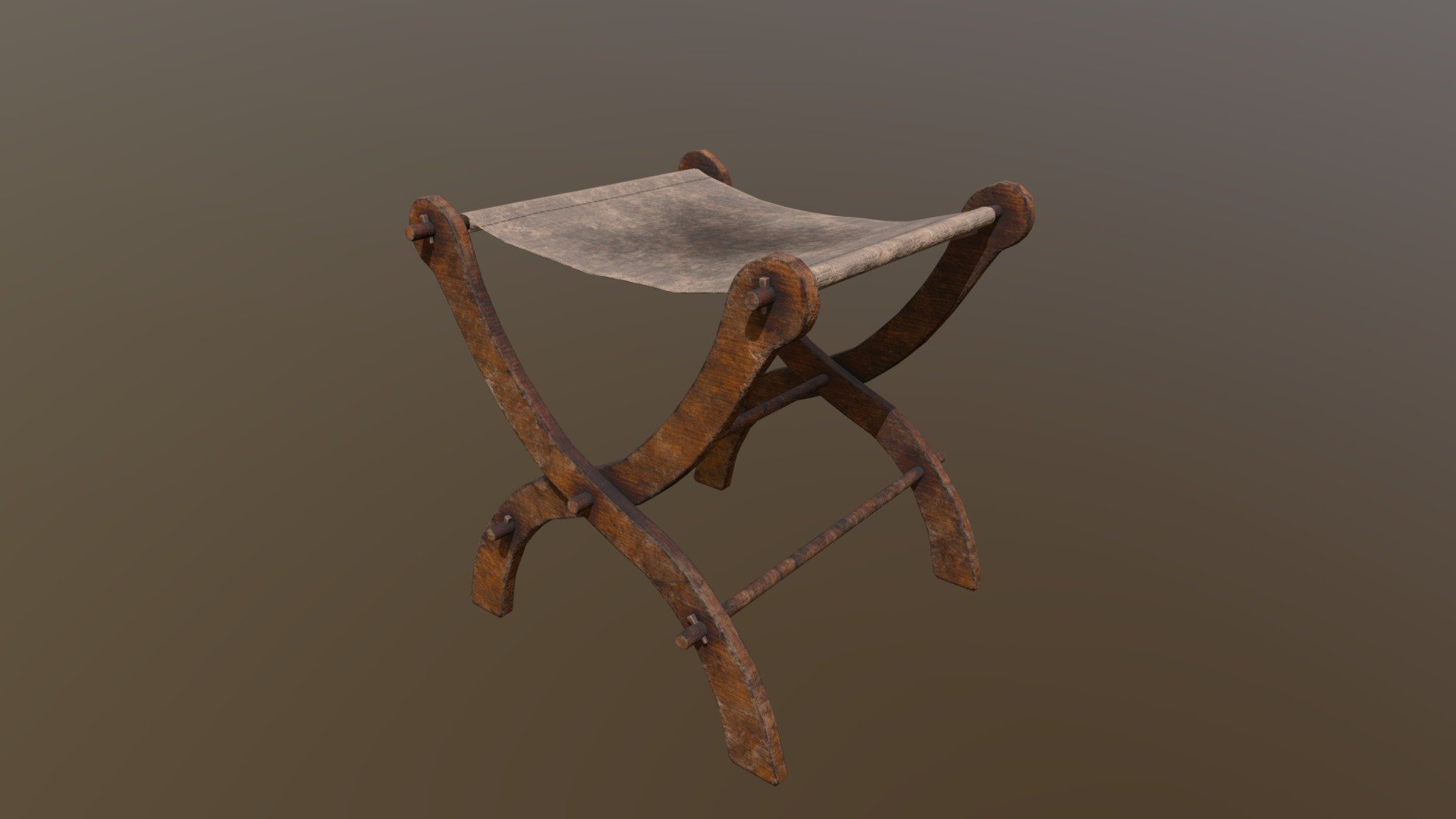 Old Medieval Stool 3d model