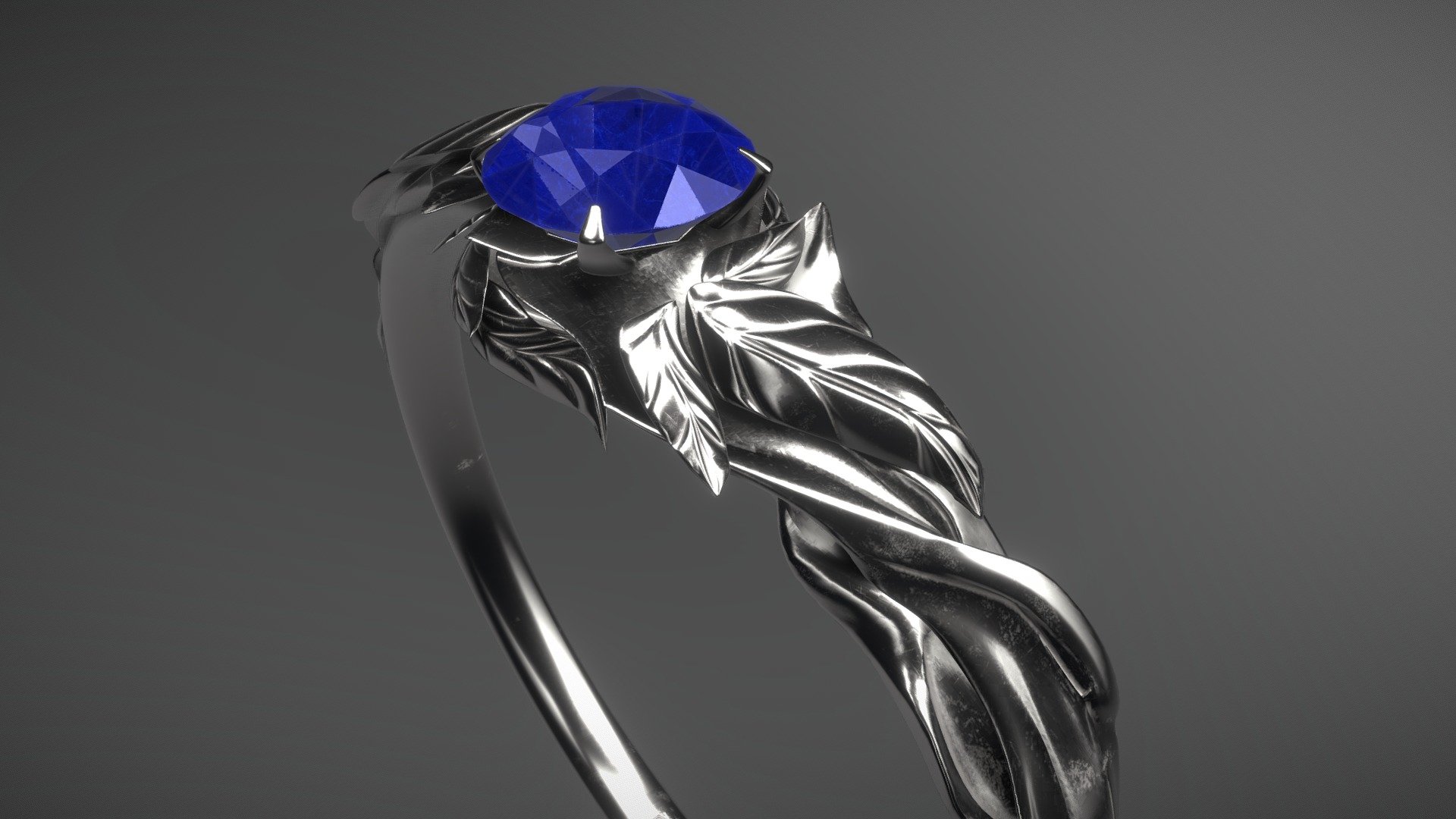 Saphire Leaves Ring 3d model