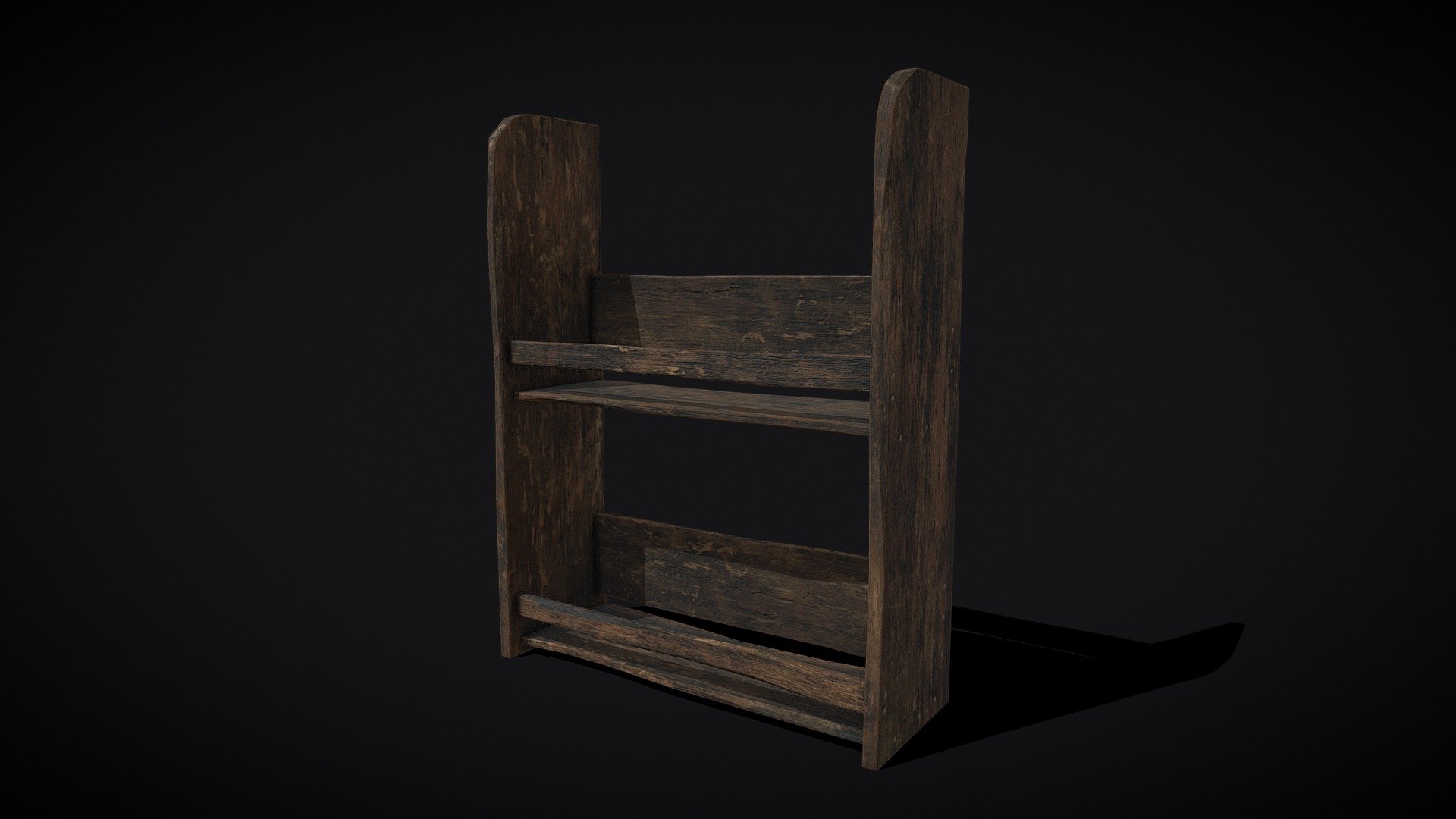 Medieval_Wall_Mounted_Wooden_Dishes_Shelf_FBX 3d model