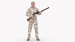 001271 hunter in camouflage with a gun