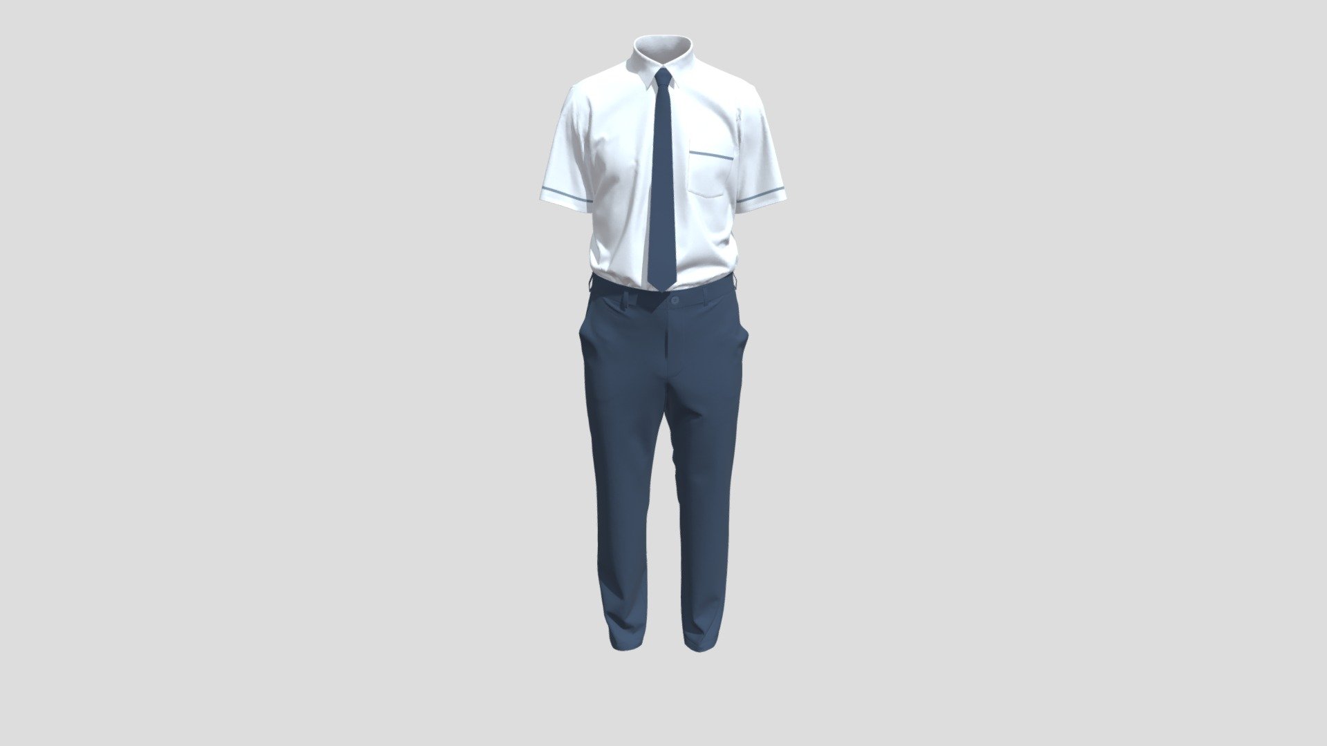 School Uniform Male with Necktie Tucked 3d model