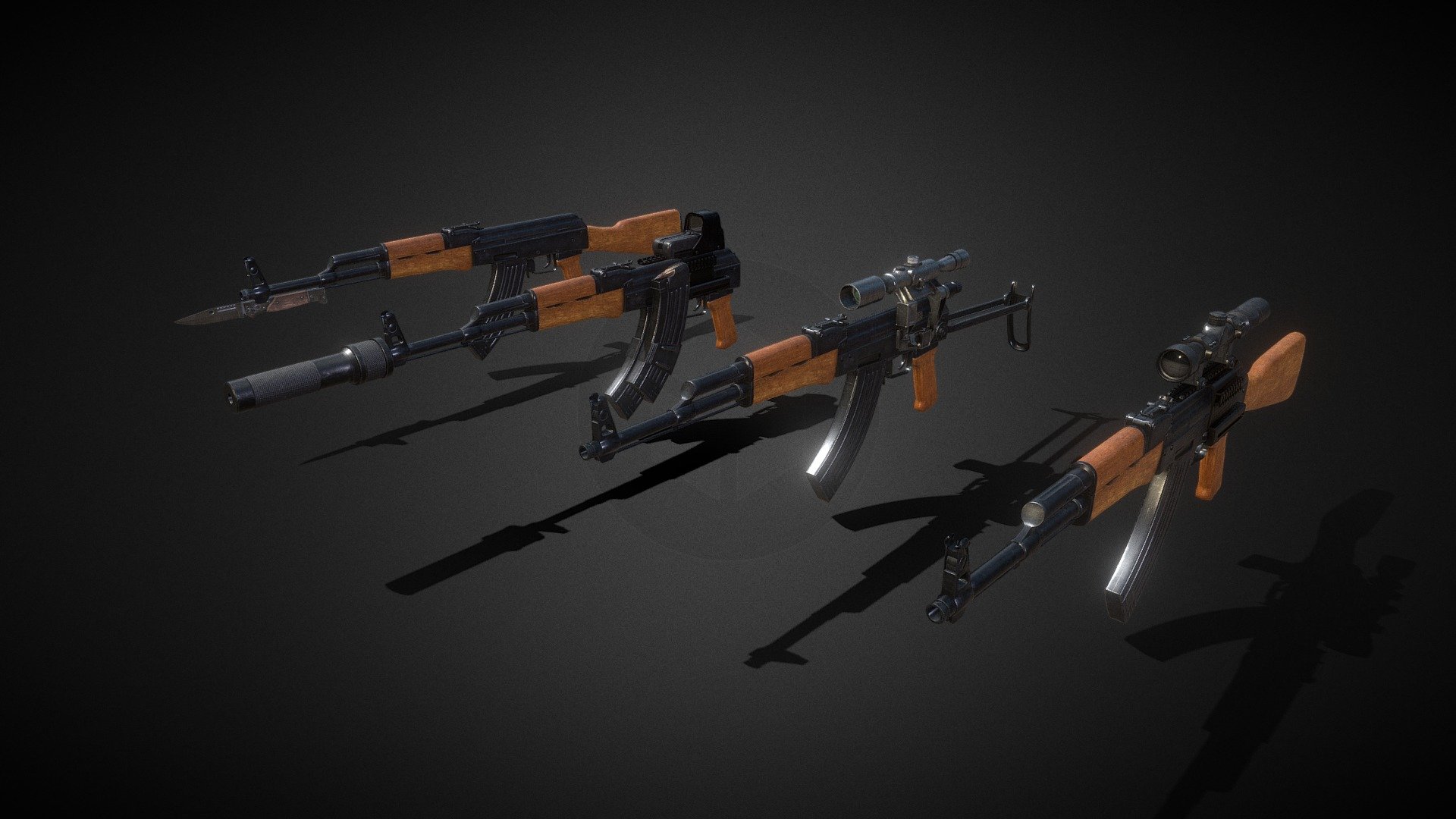 AK Rifle: Customizable 3d model