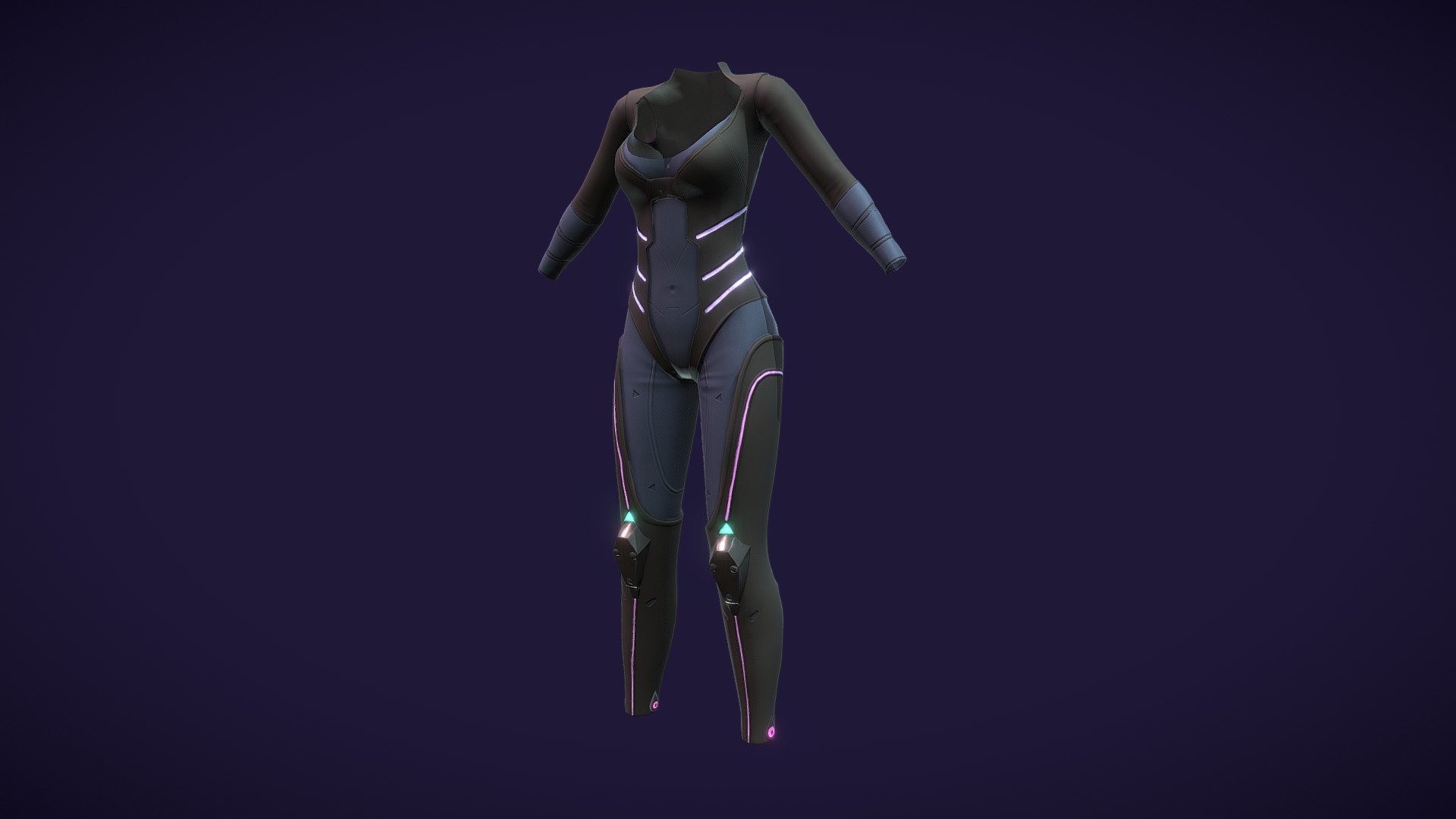 Female Sci-fi Cyberpunk Bodysuit 3d model