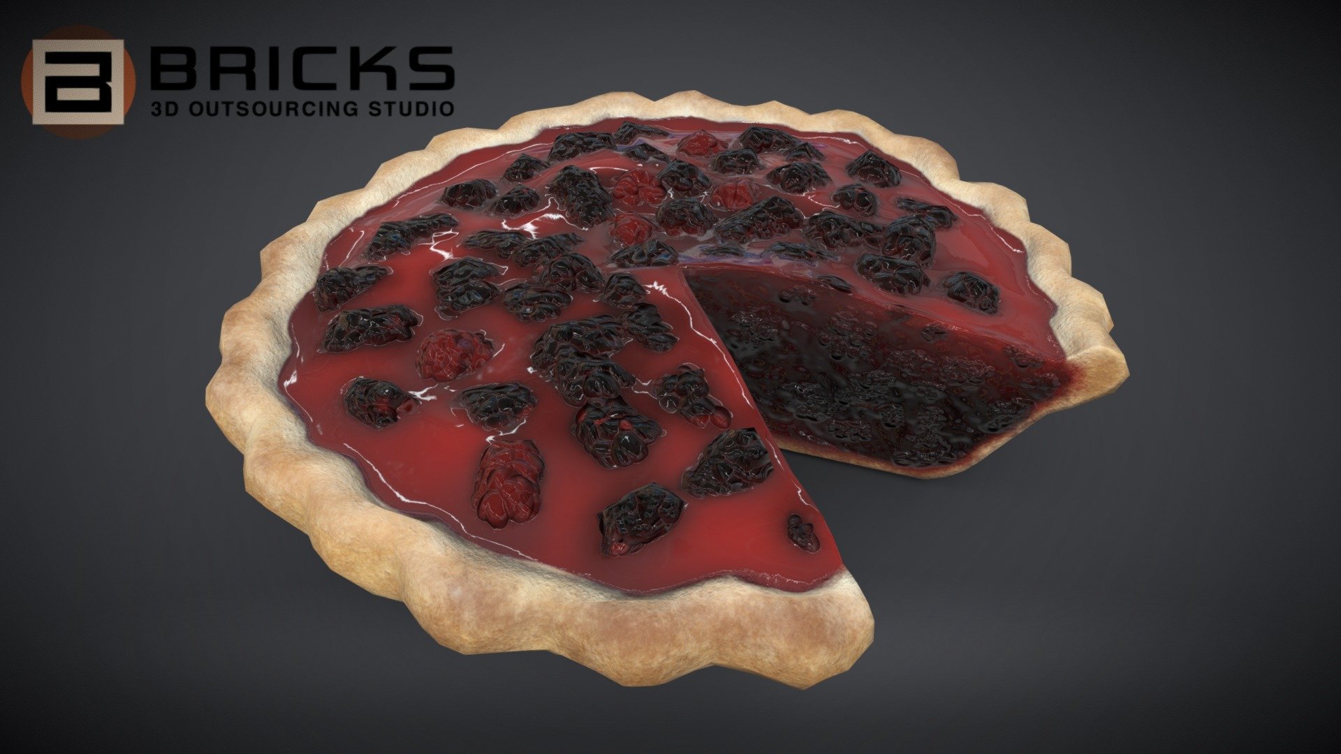 BlackGrassberryPieChart 3d model