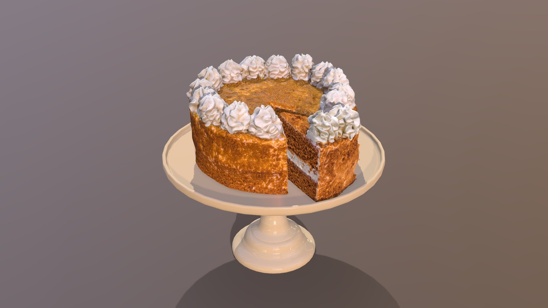 Sliced Caramel Cake 3d model