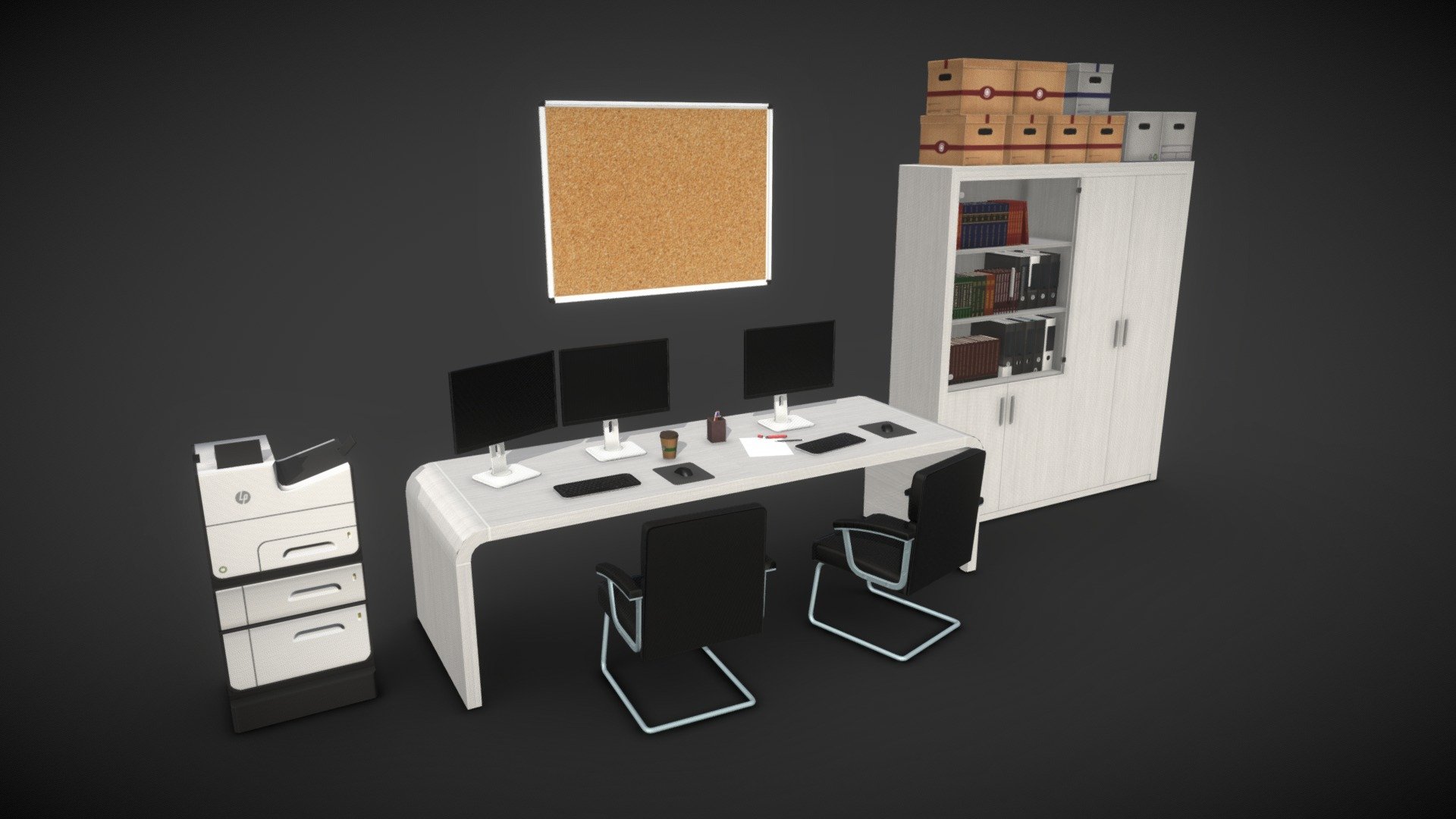 office assets for ue4 and unity 3d model