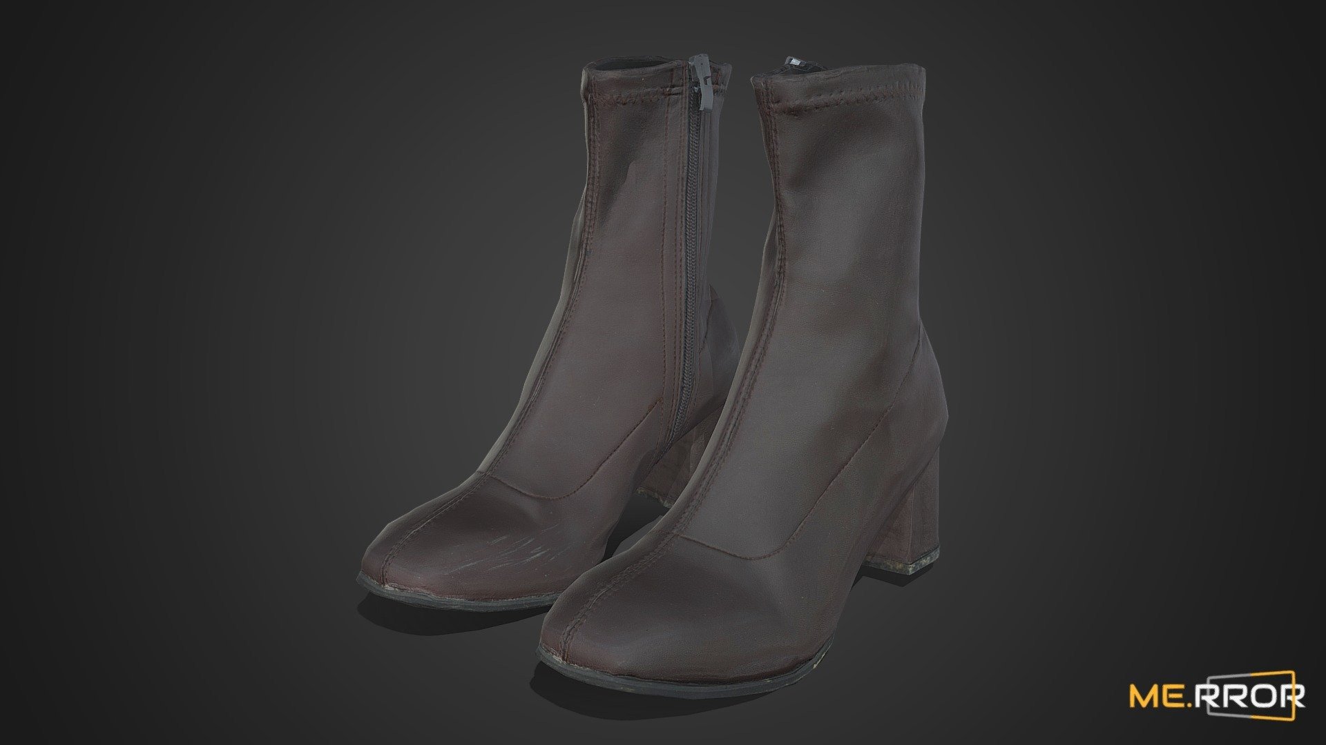 [Game-Ready] Brown Ankle Boot 3d model