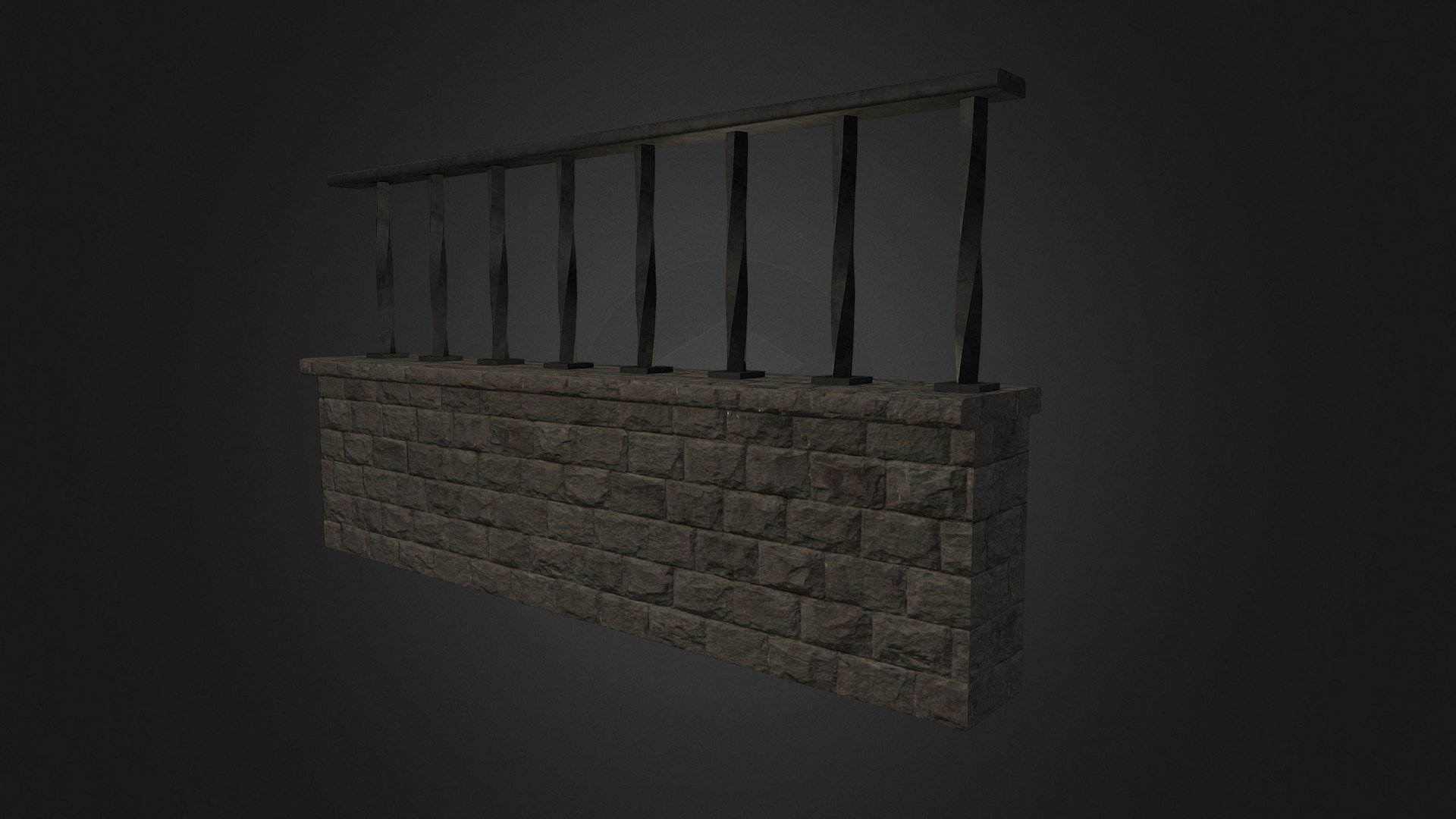 Simple Brick Fence 3d model