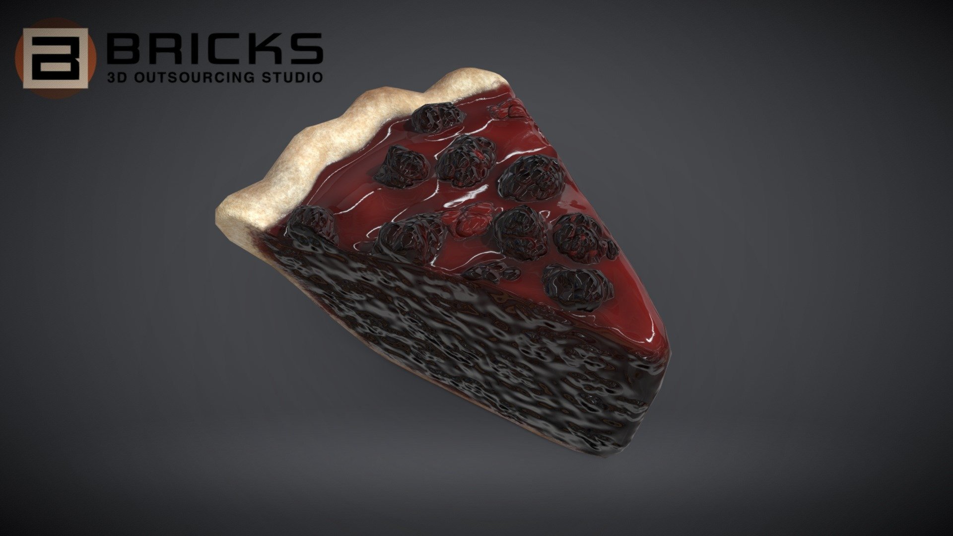 BlackGrassberryPiePiece 3d model