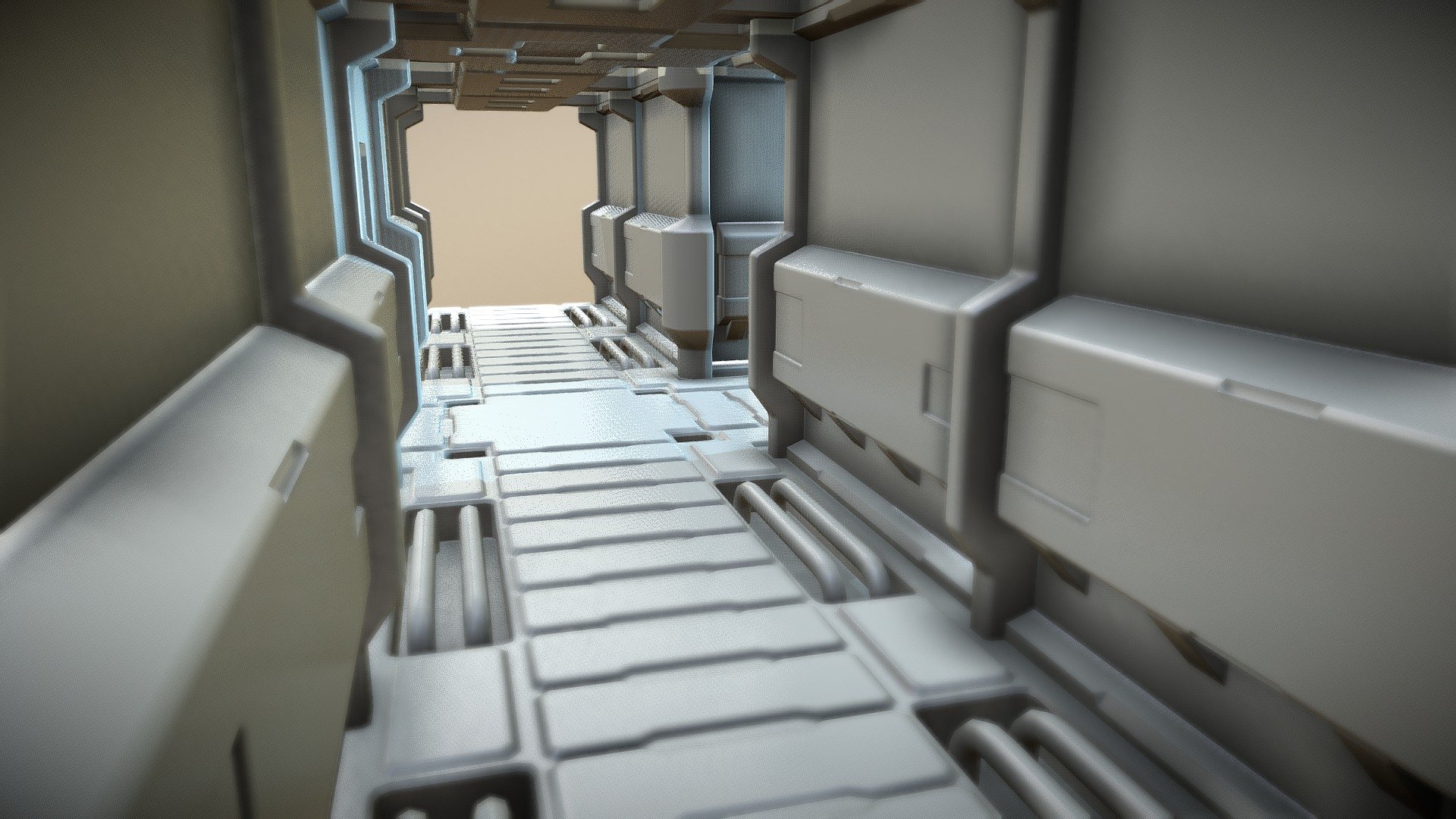 (WIP) Hall Sci-Fi Modular design 3d model