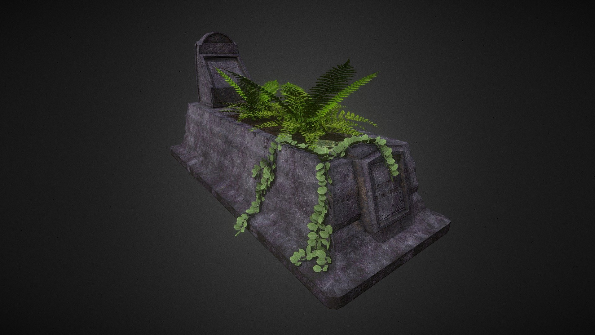 Victorian Cradle Grave With Plants 3d model